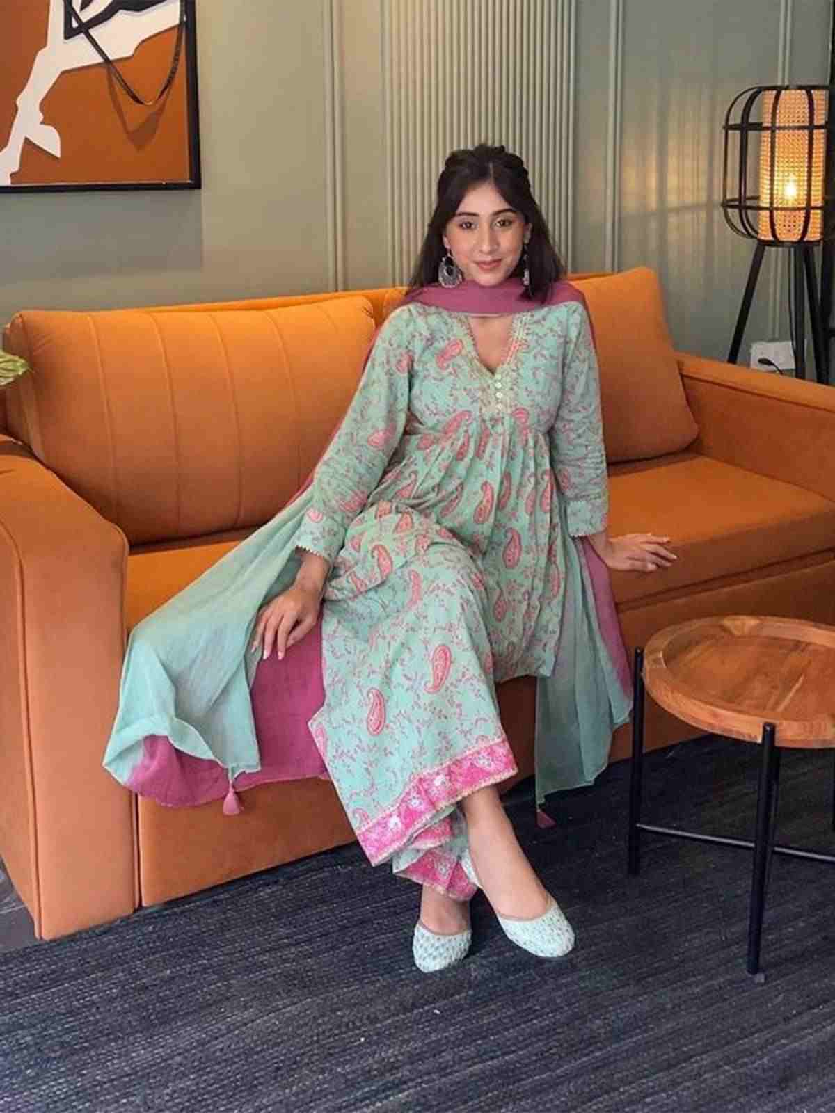 Mint Paisley Print Sharara Suit