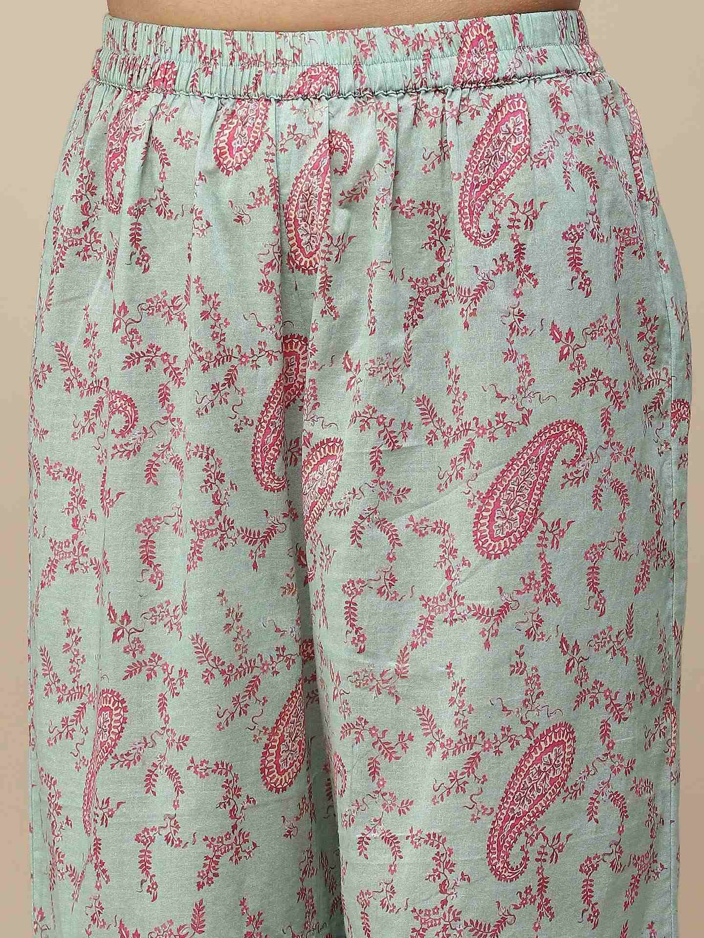 Mint Paisley Print Sharara Suit