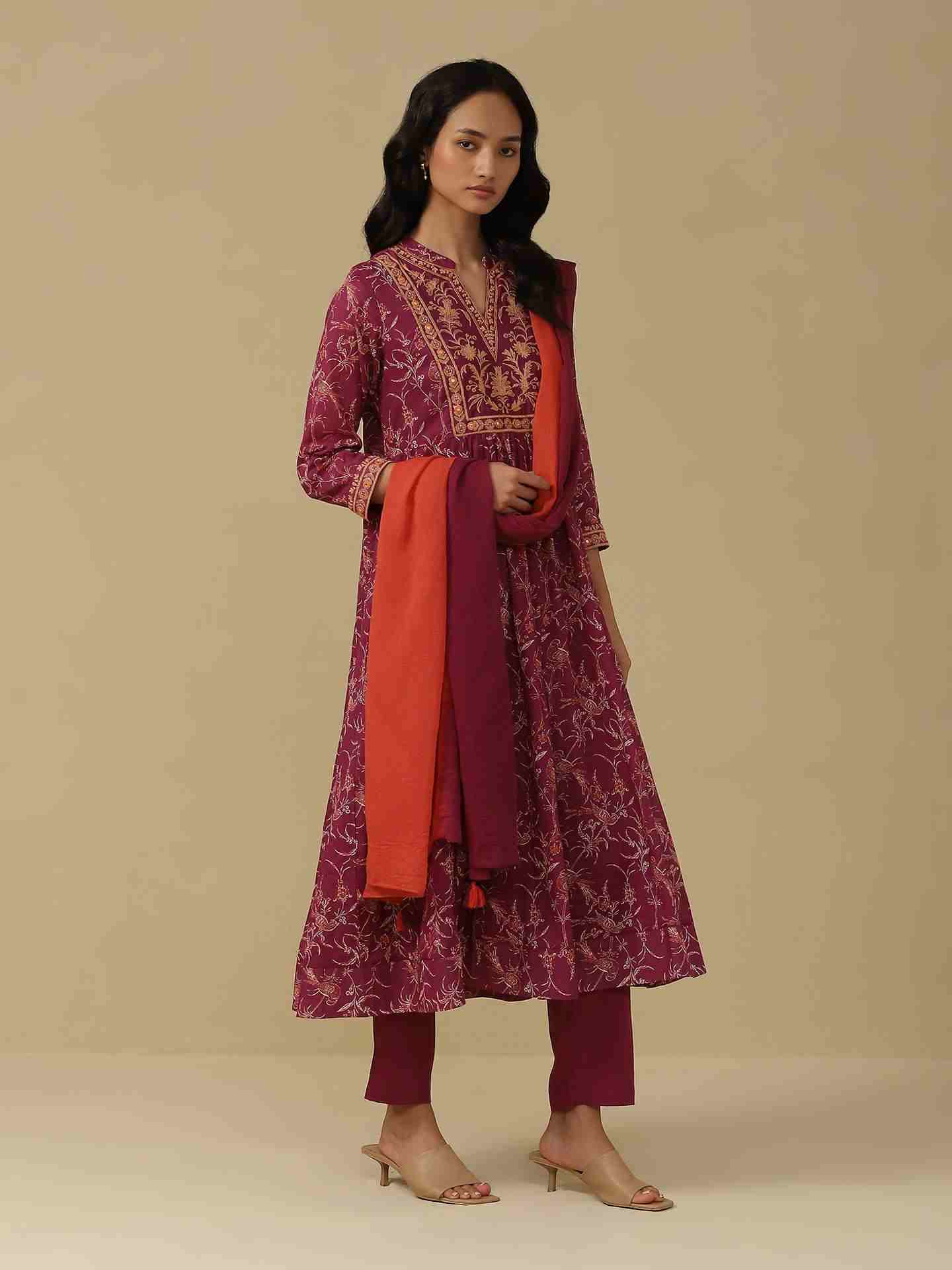Purple Deetya Anarkali Suit