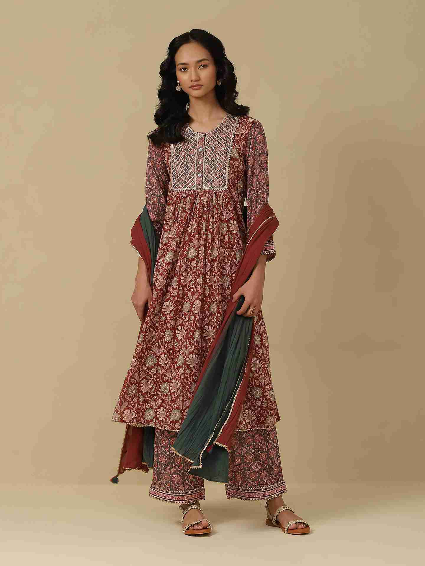 Maroon & Grey Melvin Suit Set