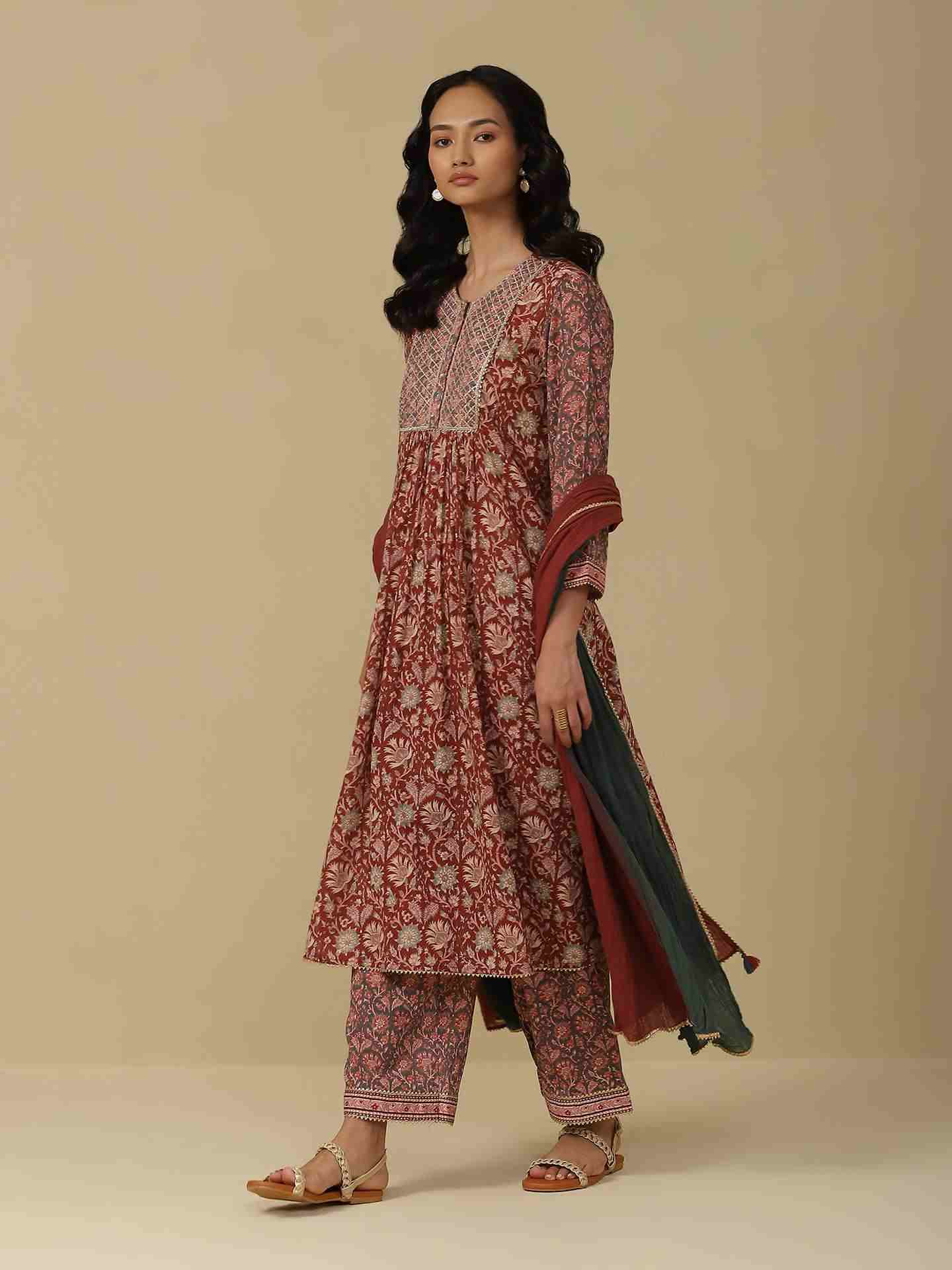 Maroon & Grey Melvin Suit Set