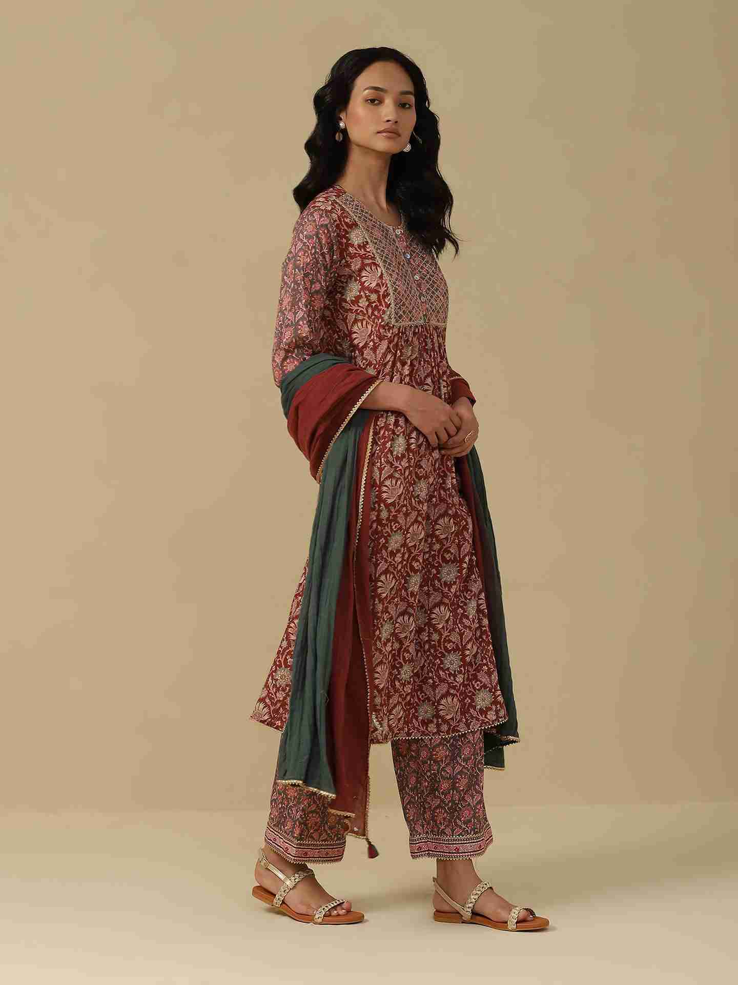 Maroon & Grey Melvin Suit Set