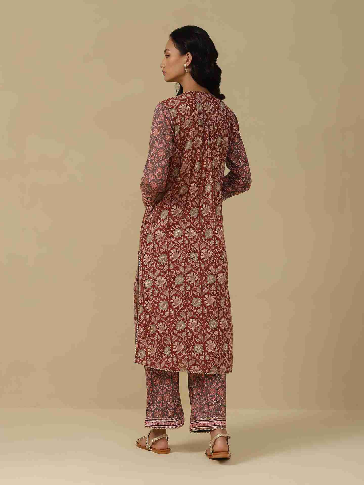 Maroon & Grey Melvin Suit Set