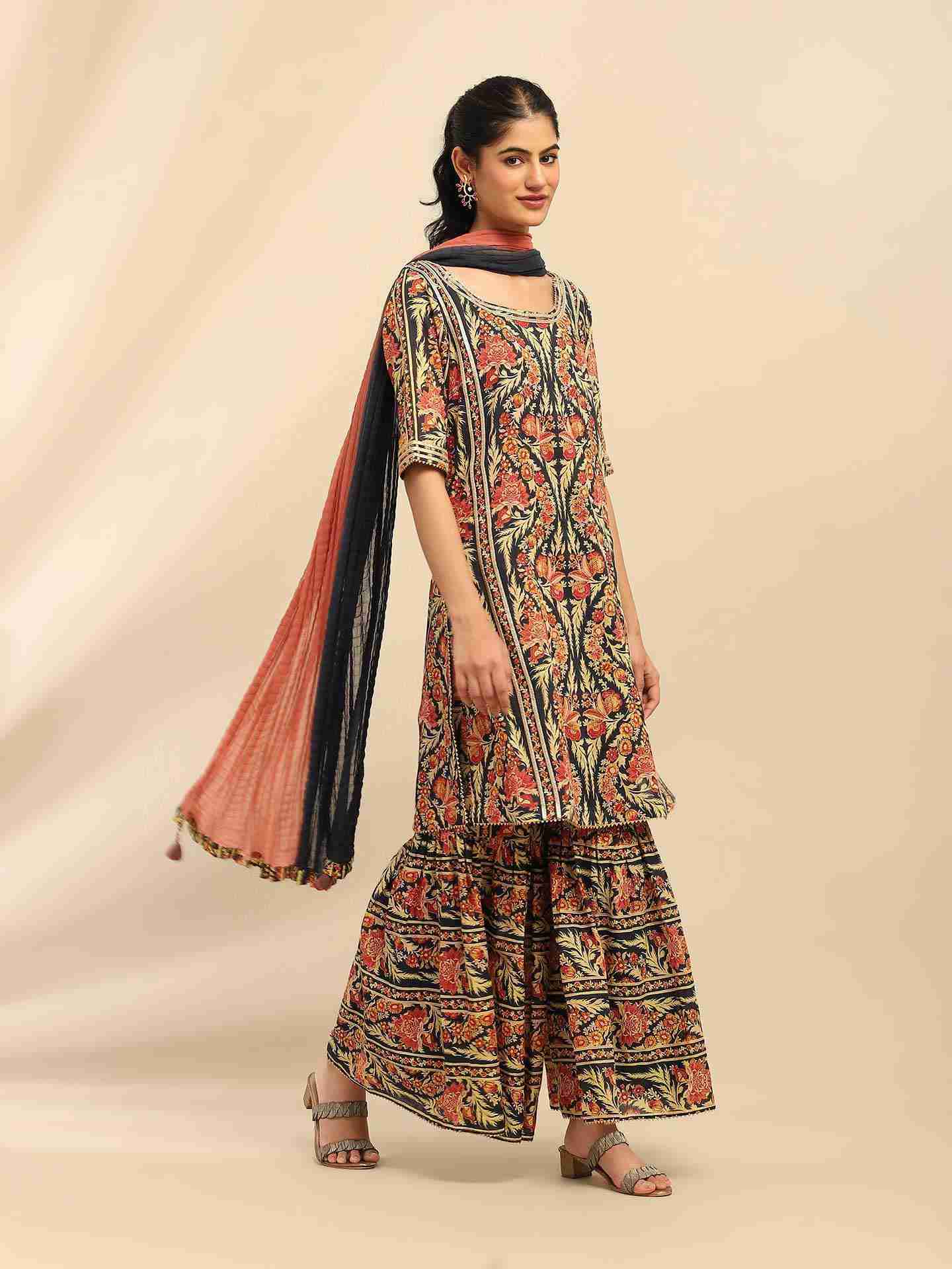 Black Nur Sharara Suit Set