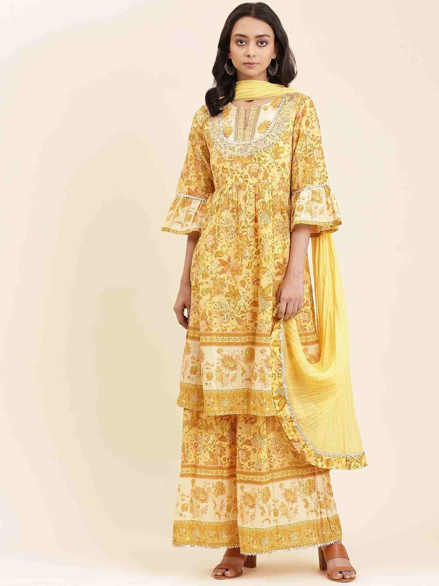 Yellow Jalashay Sharara Suit