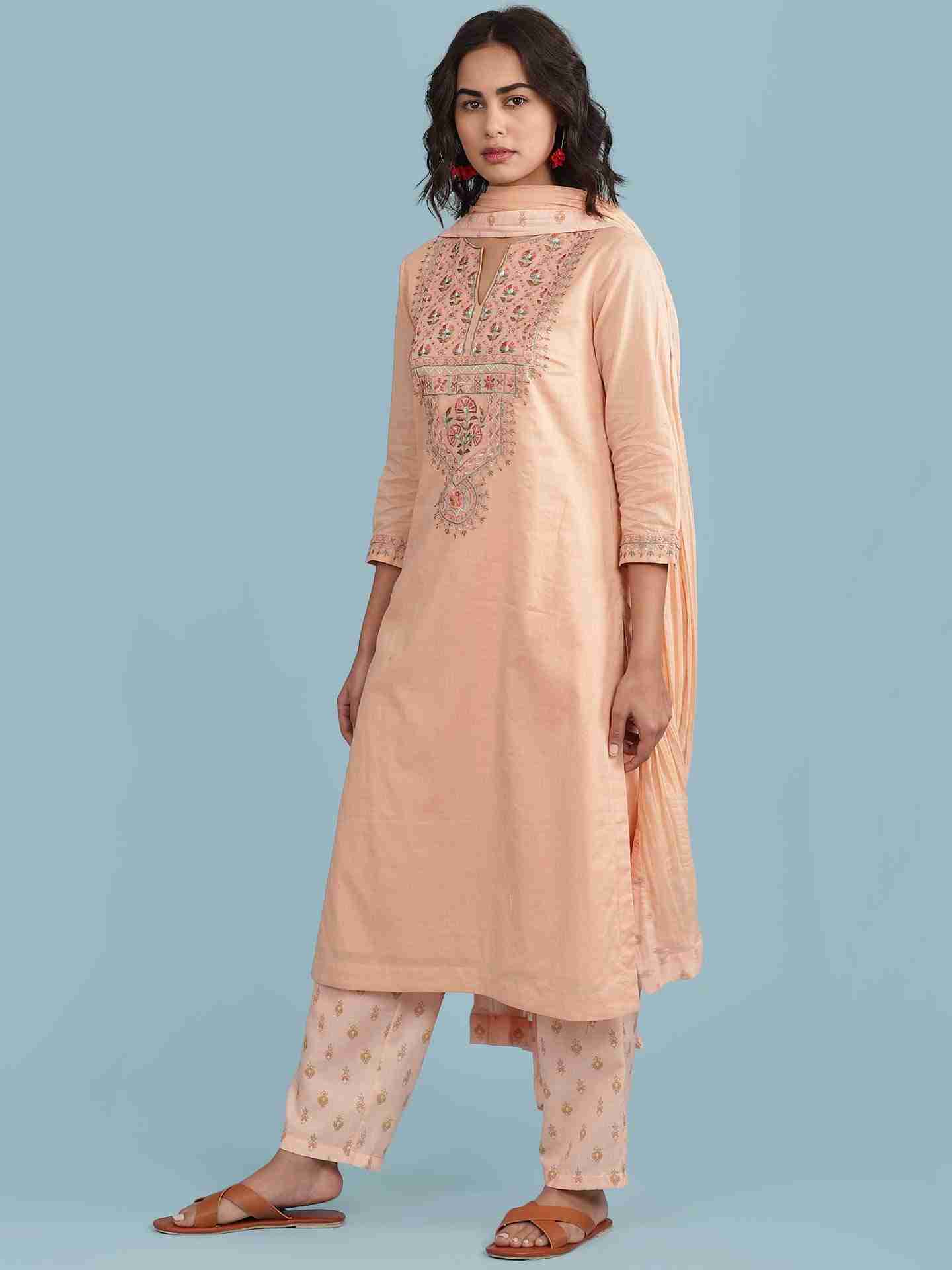Peach Nirupa Solid Suit Set