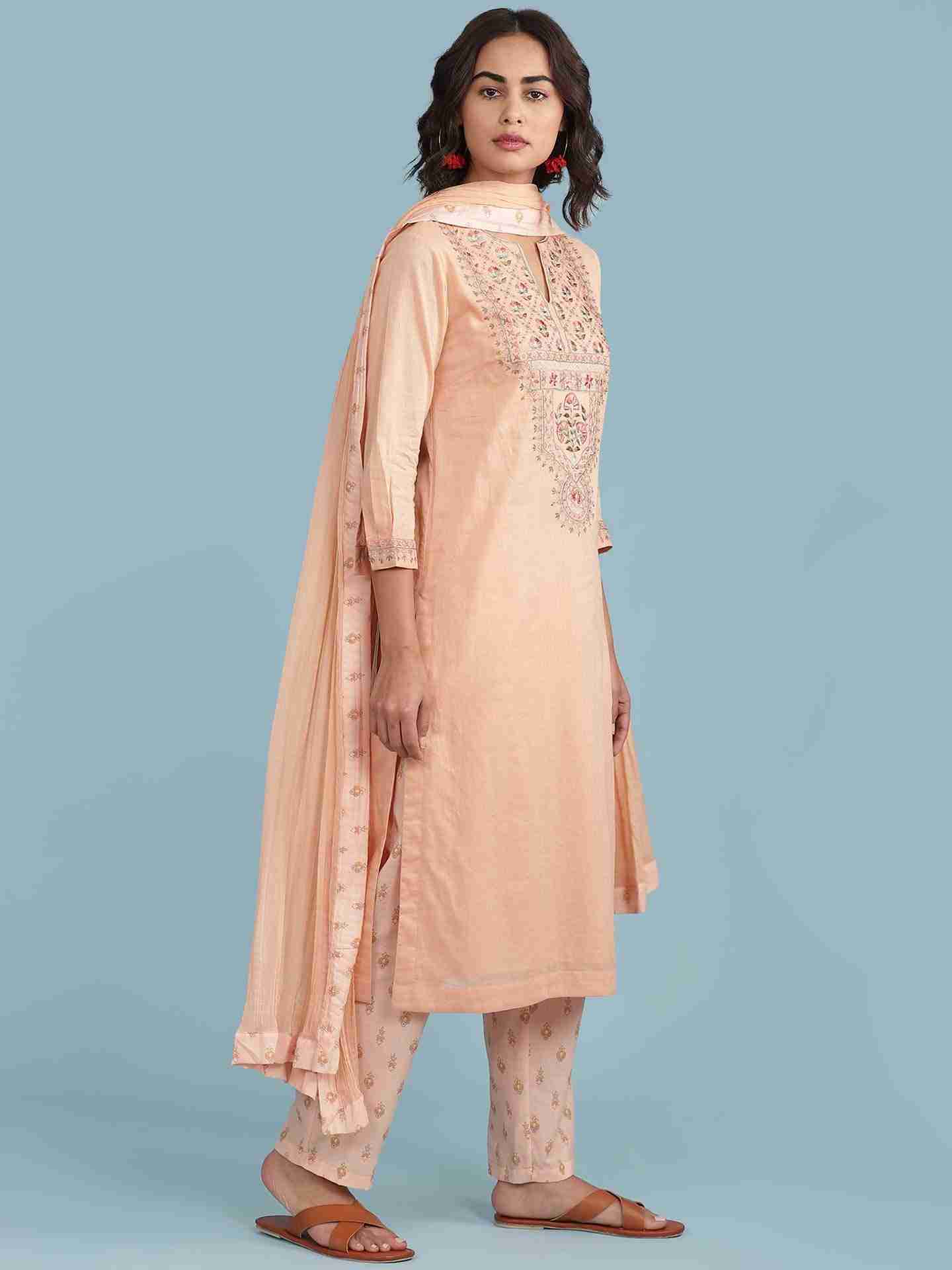 Peach Nirupa Solid Suit Set