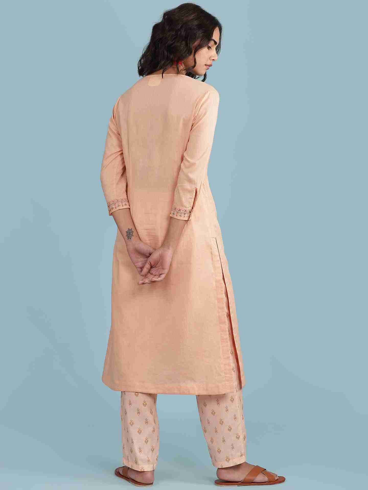 Peach Nirupa Solid Suit Set