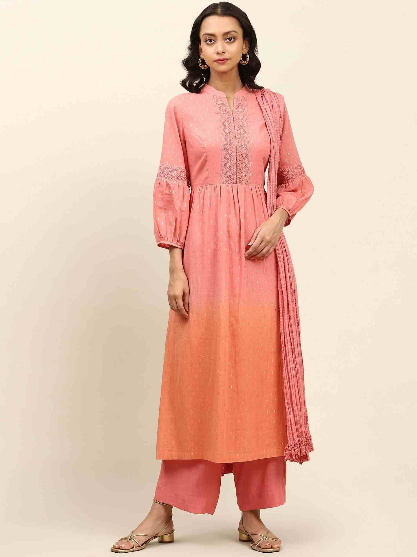 Peach Ombre Solid Suit Set