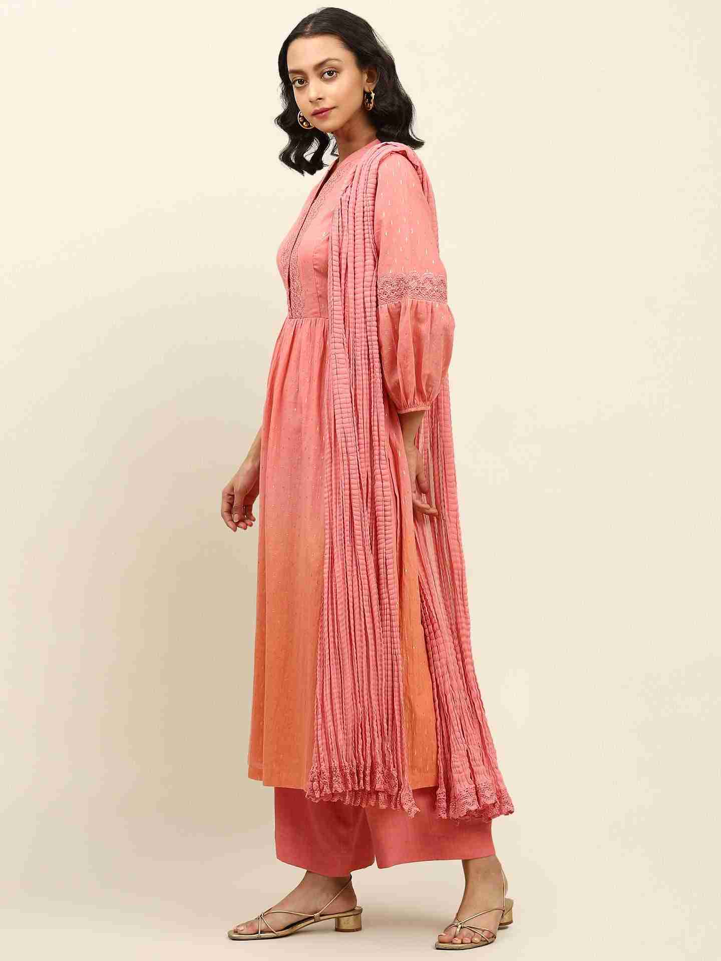 Peach Ombre Solid Suit Set