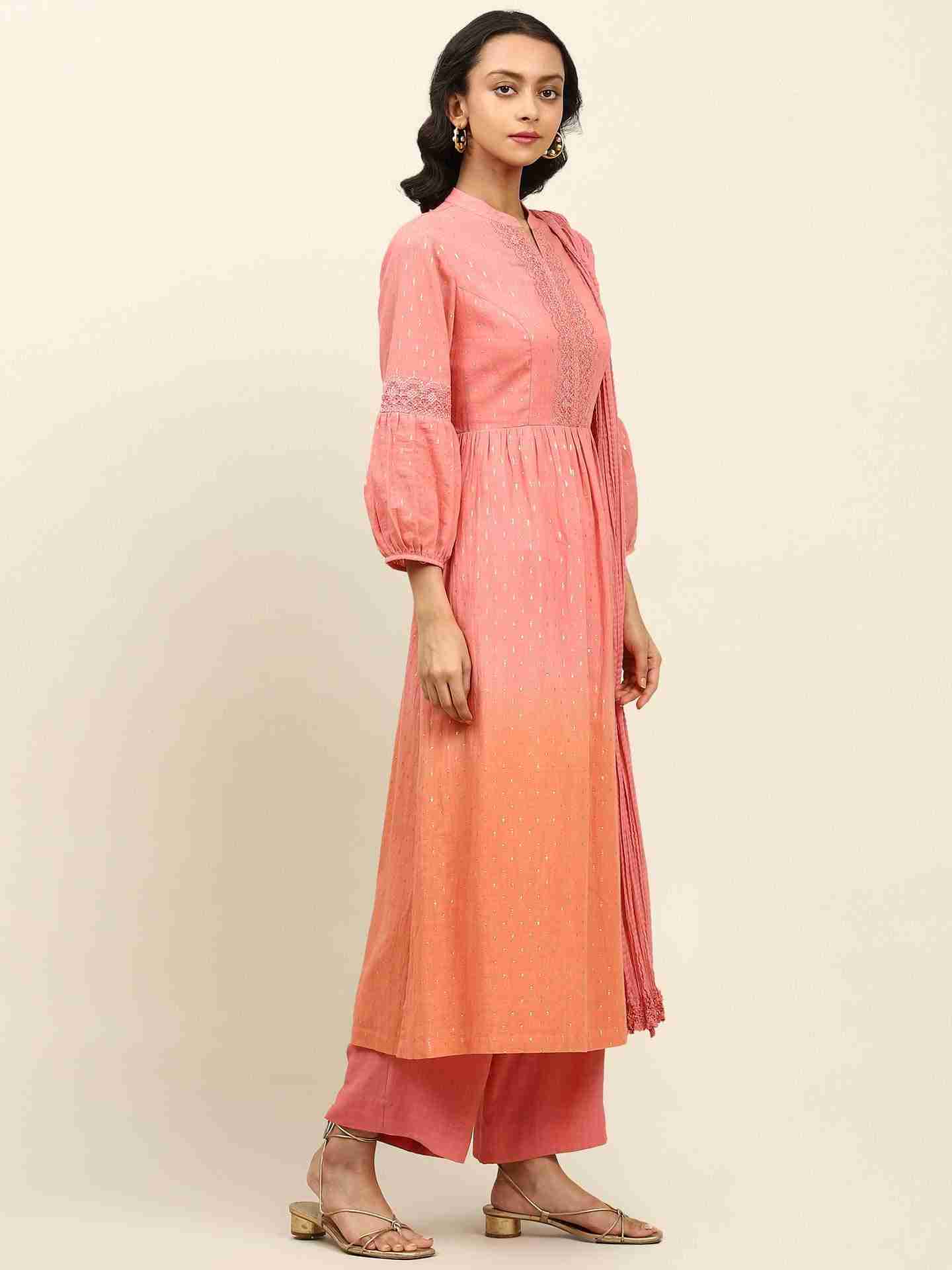 Peach Ombre Solid Suit Set