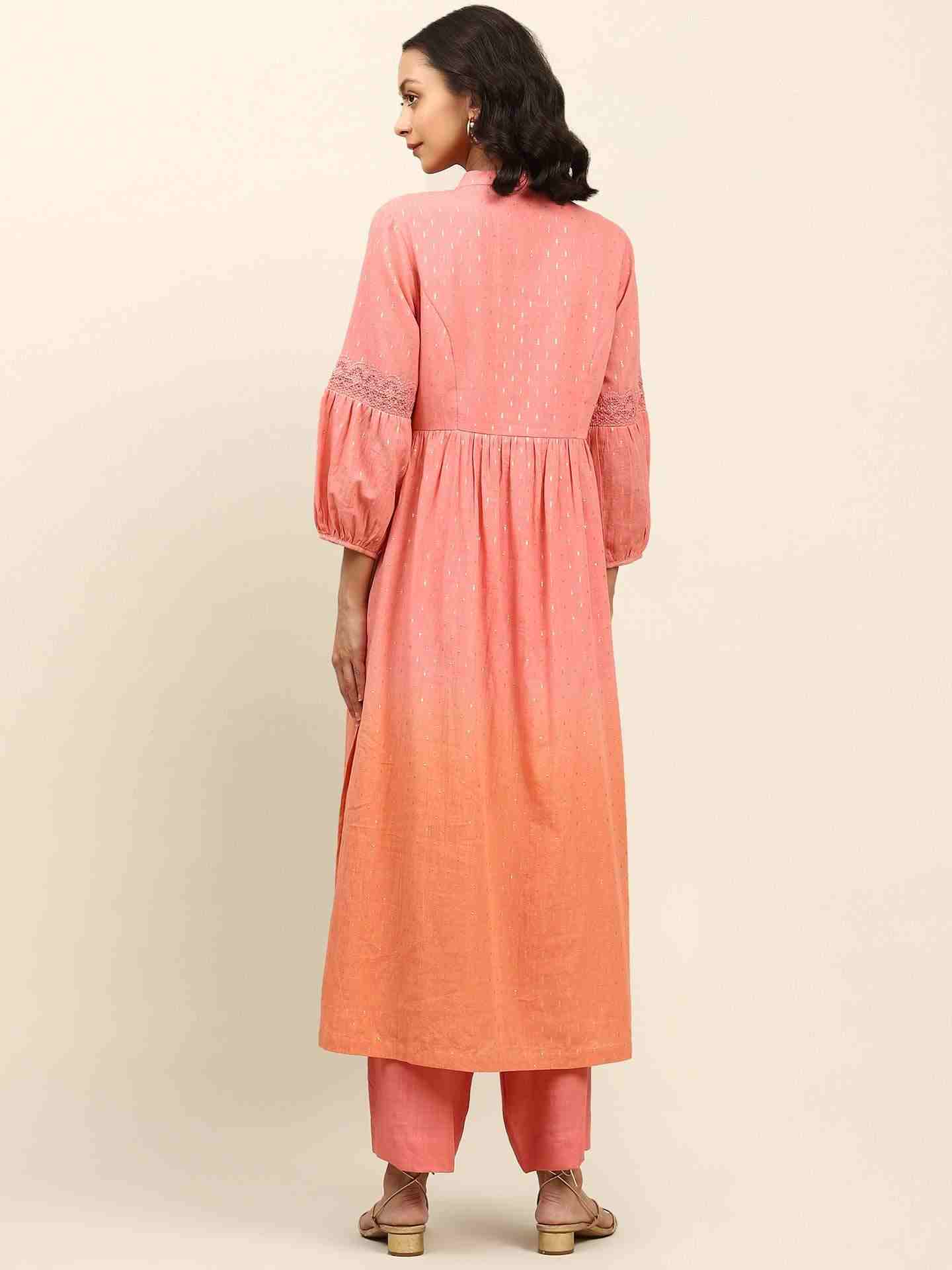 Peach Ombre Solid Suit Set