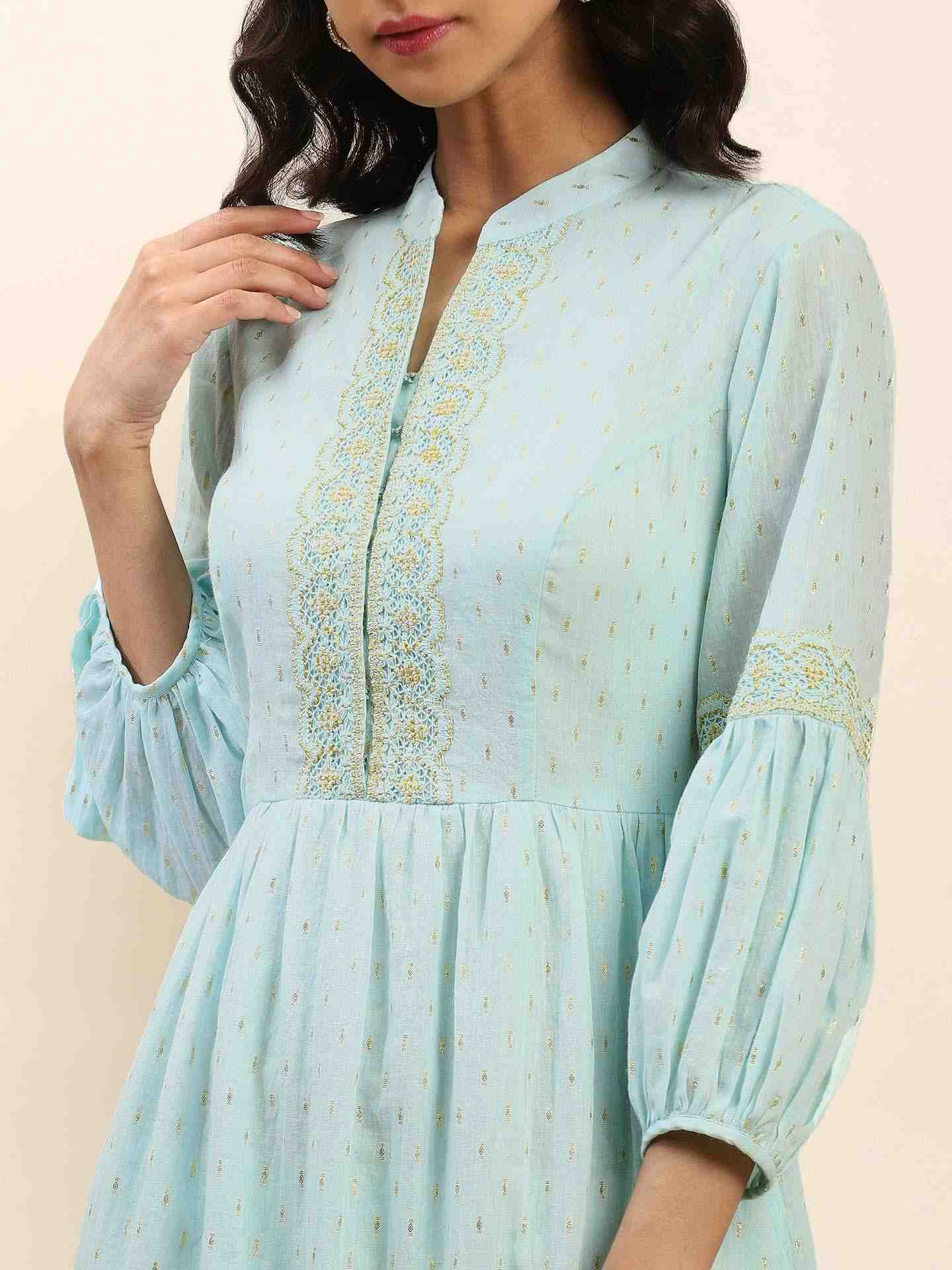 Turquoise Ombre Solid Suit Set