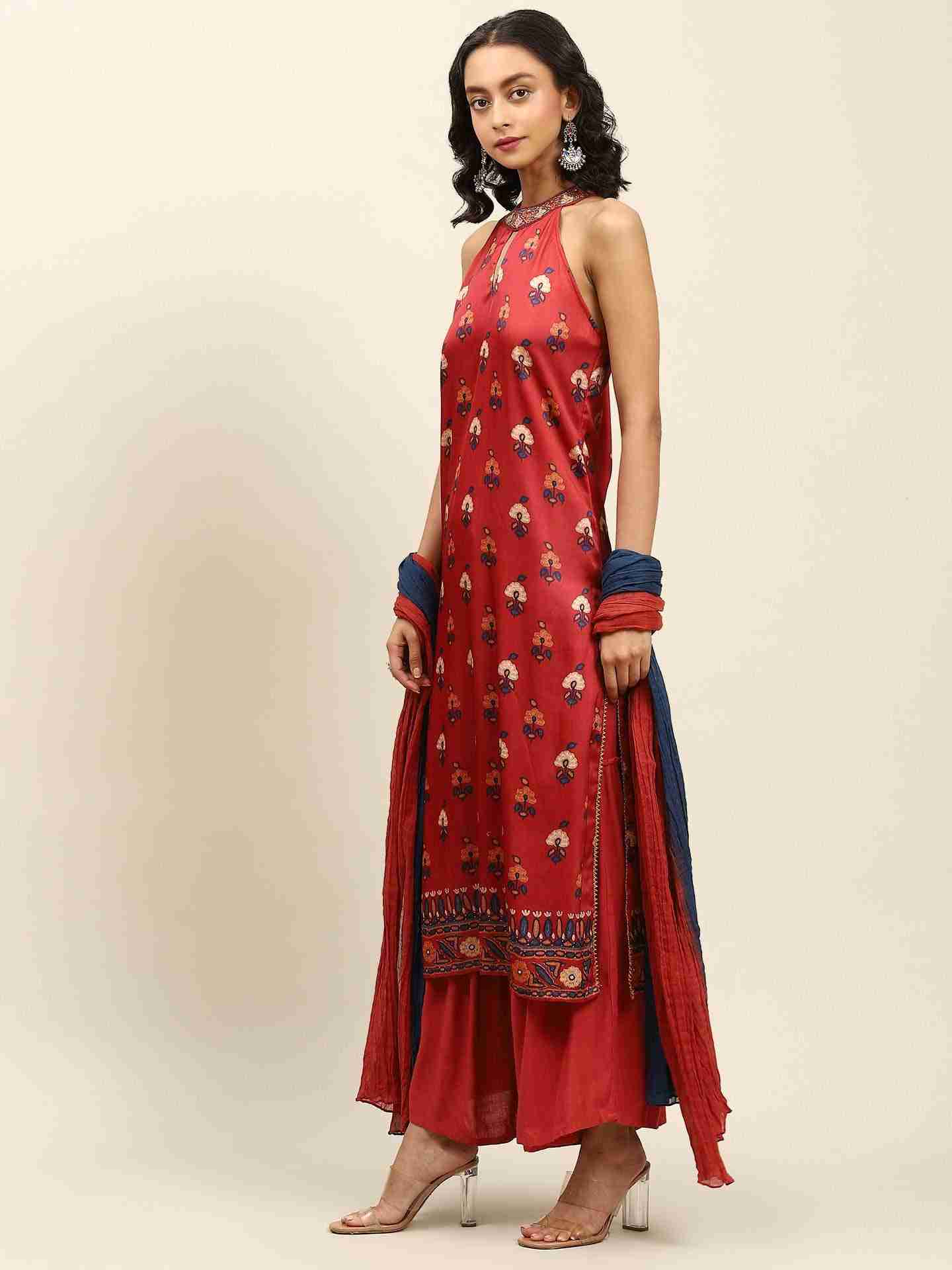Red Arunima Suit Set