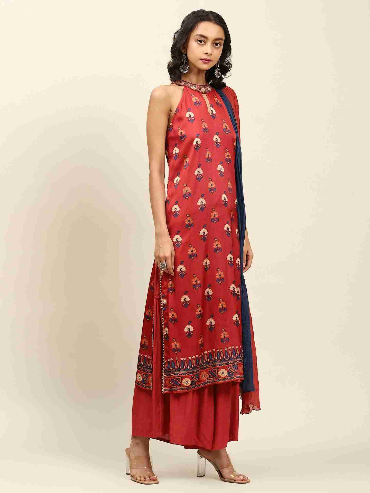 Red Arunima Suit Set