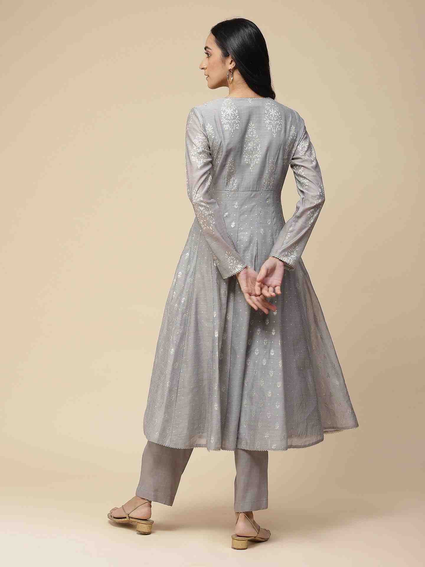 Grey Anonya Anarkali Suit