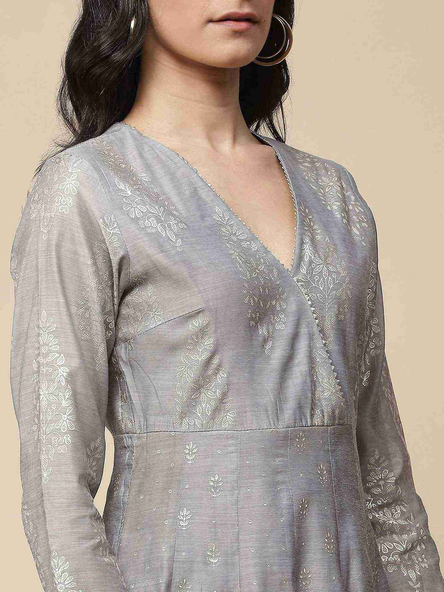 Grey Anonya Anarkali Suit