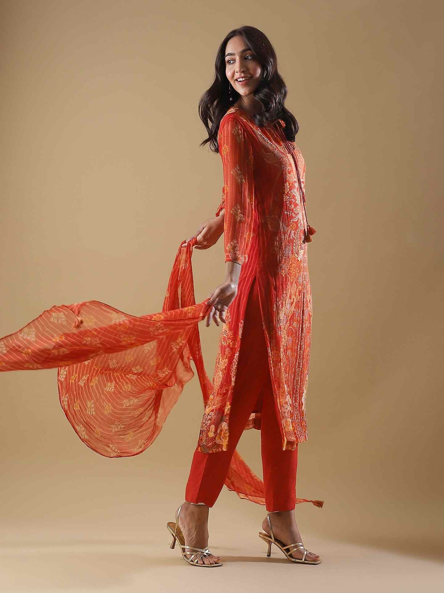 Orange Vrinda Suit Set