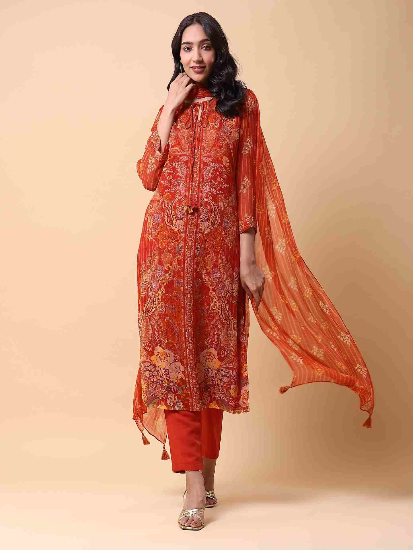 Orange Vrinda Suit Set