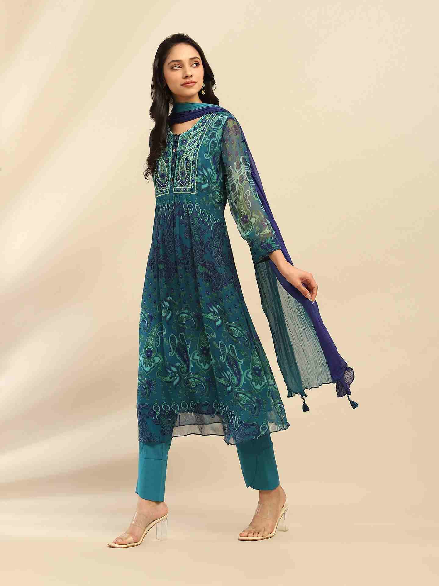 Denim Blue Cashmere Suit Set