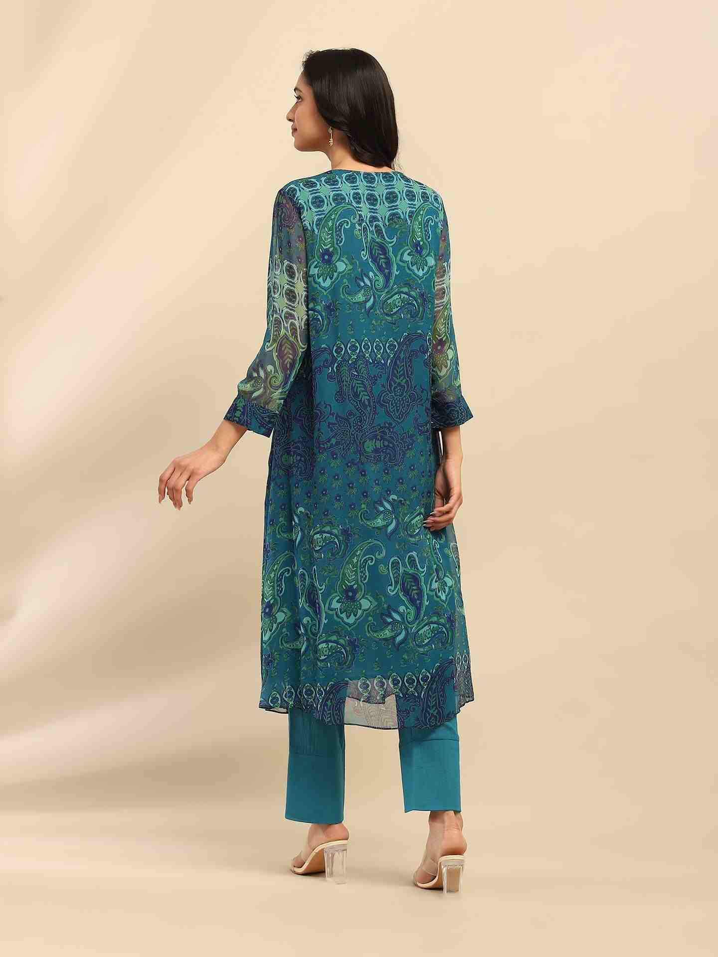 Denim Blue Cashmere Suit Set