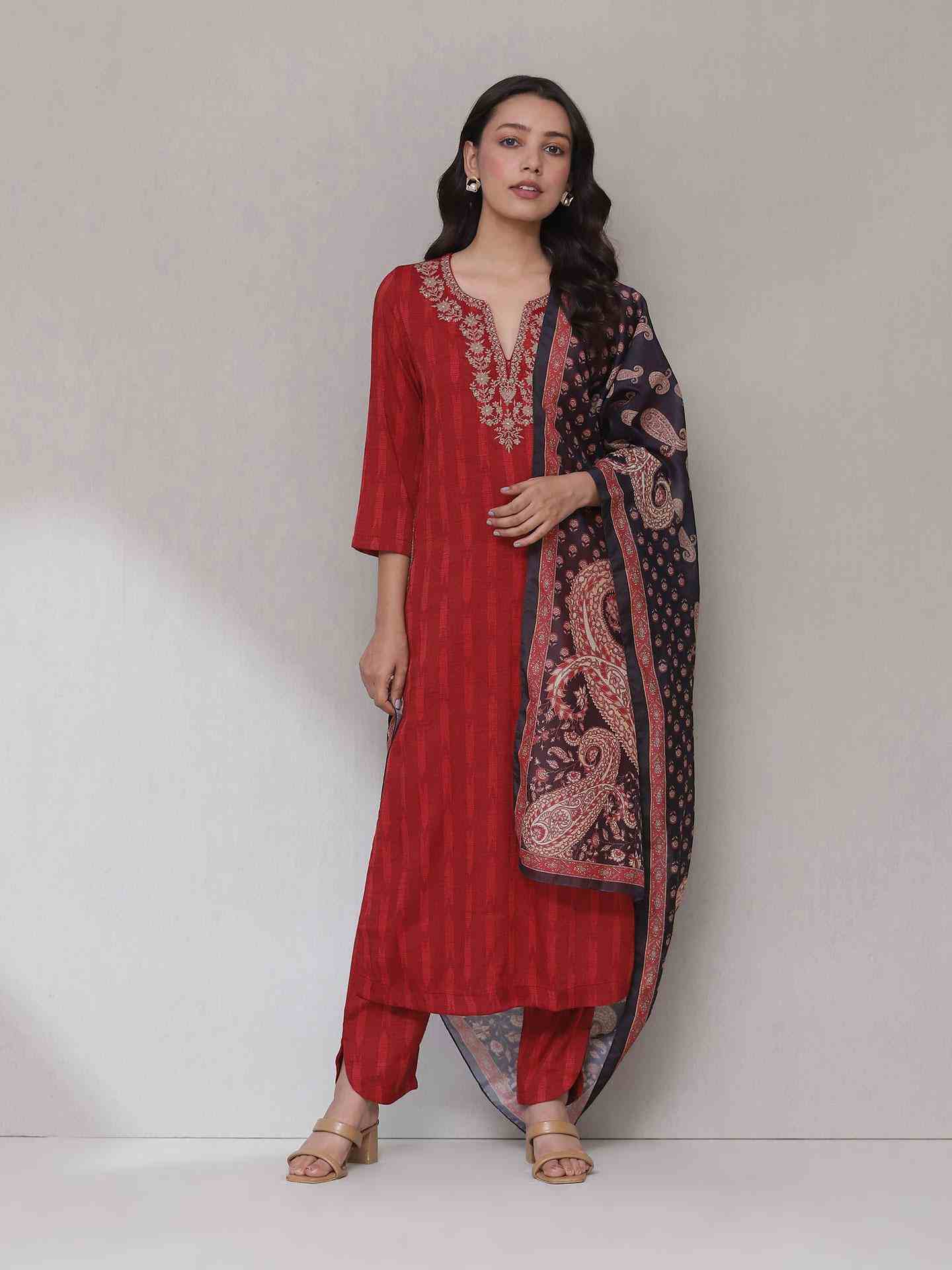 Red Zuni Sharara Suit