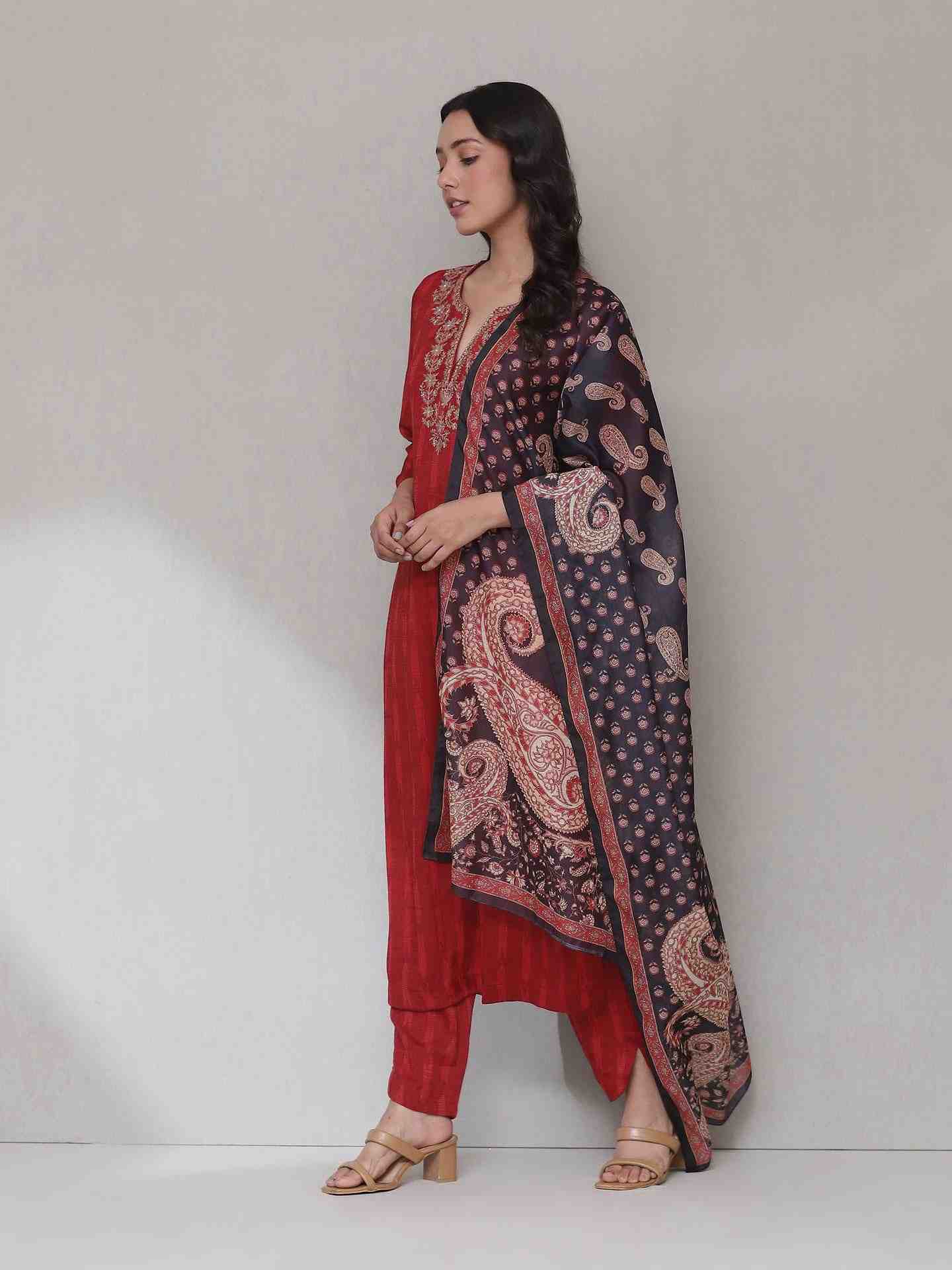 Red Zuni Sharara Suit