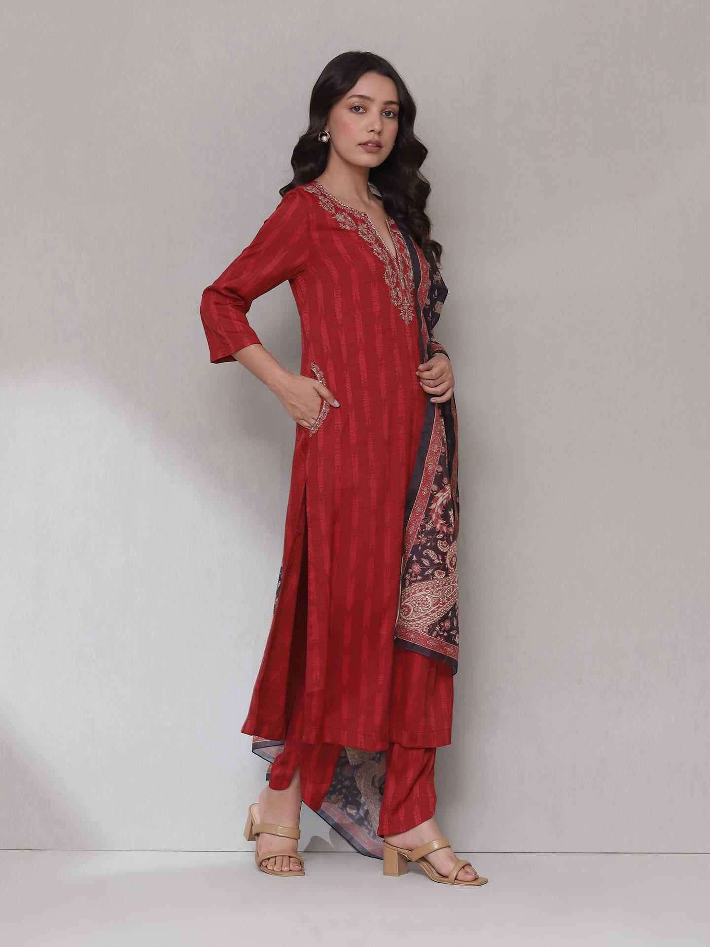 Red Zuni Sharara Suit