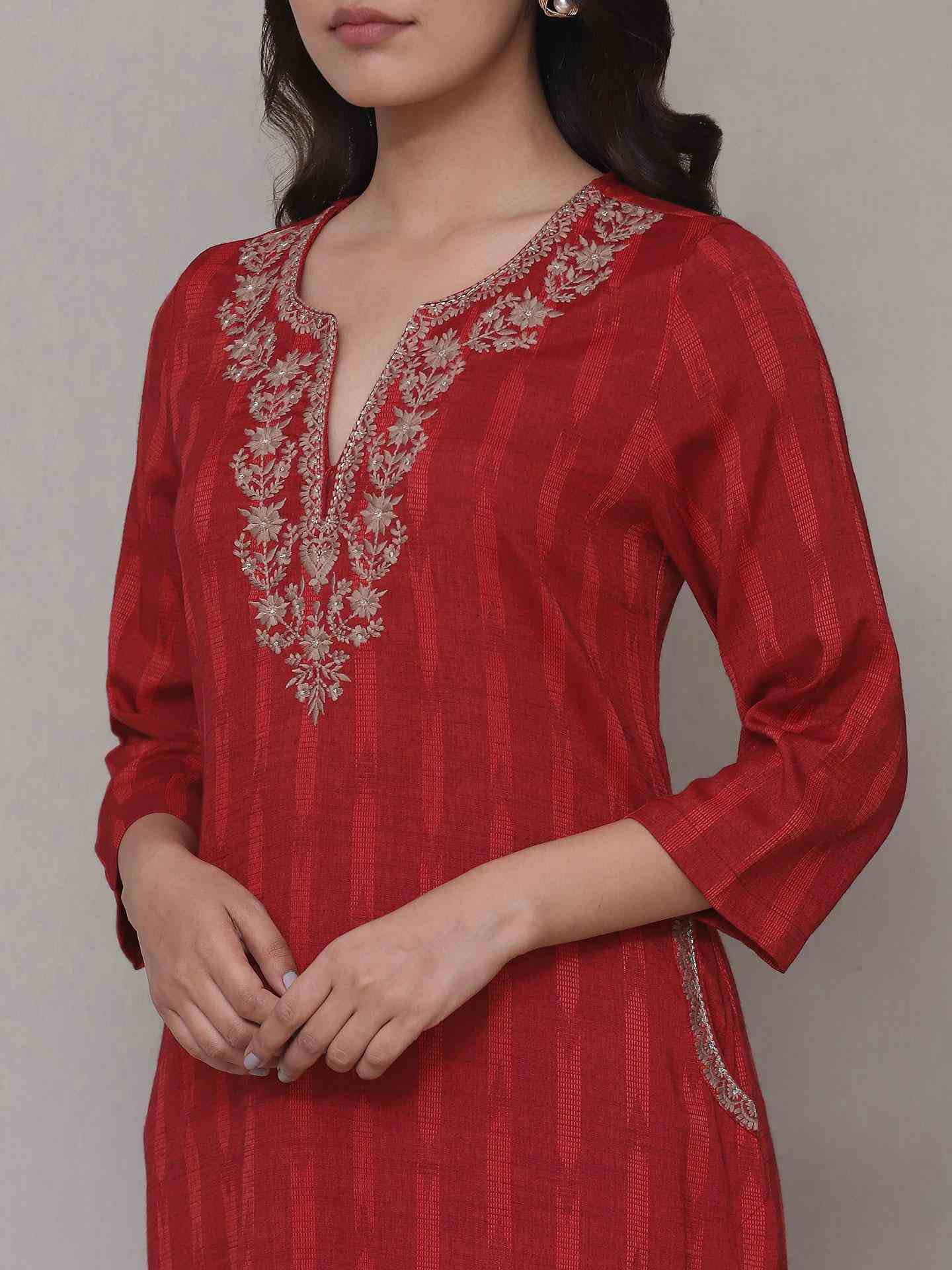 Red Zuni Sharara Suit