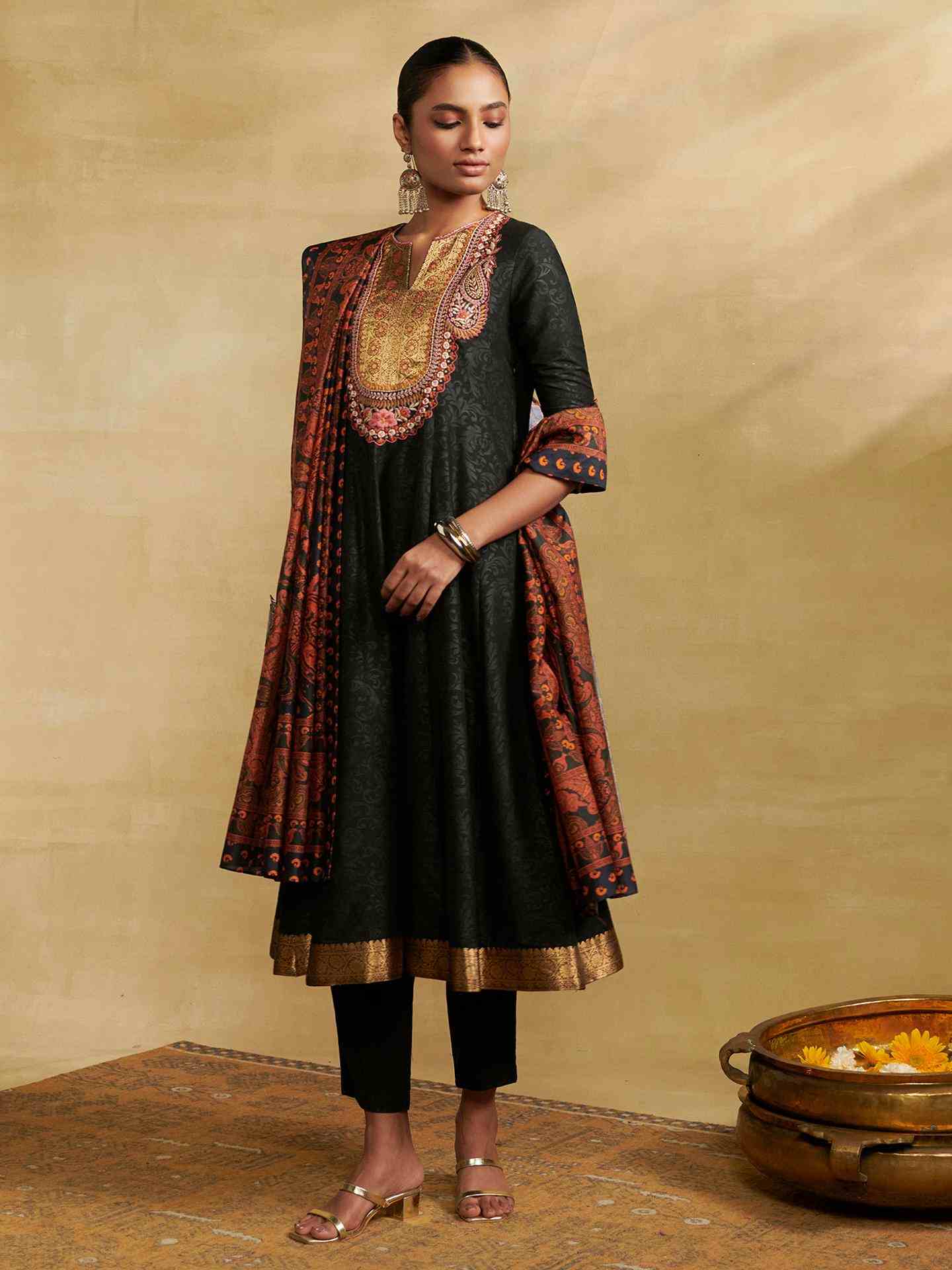Black Humayra Solid
 Suit Set