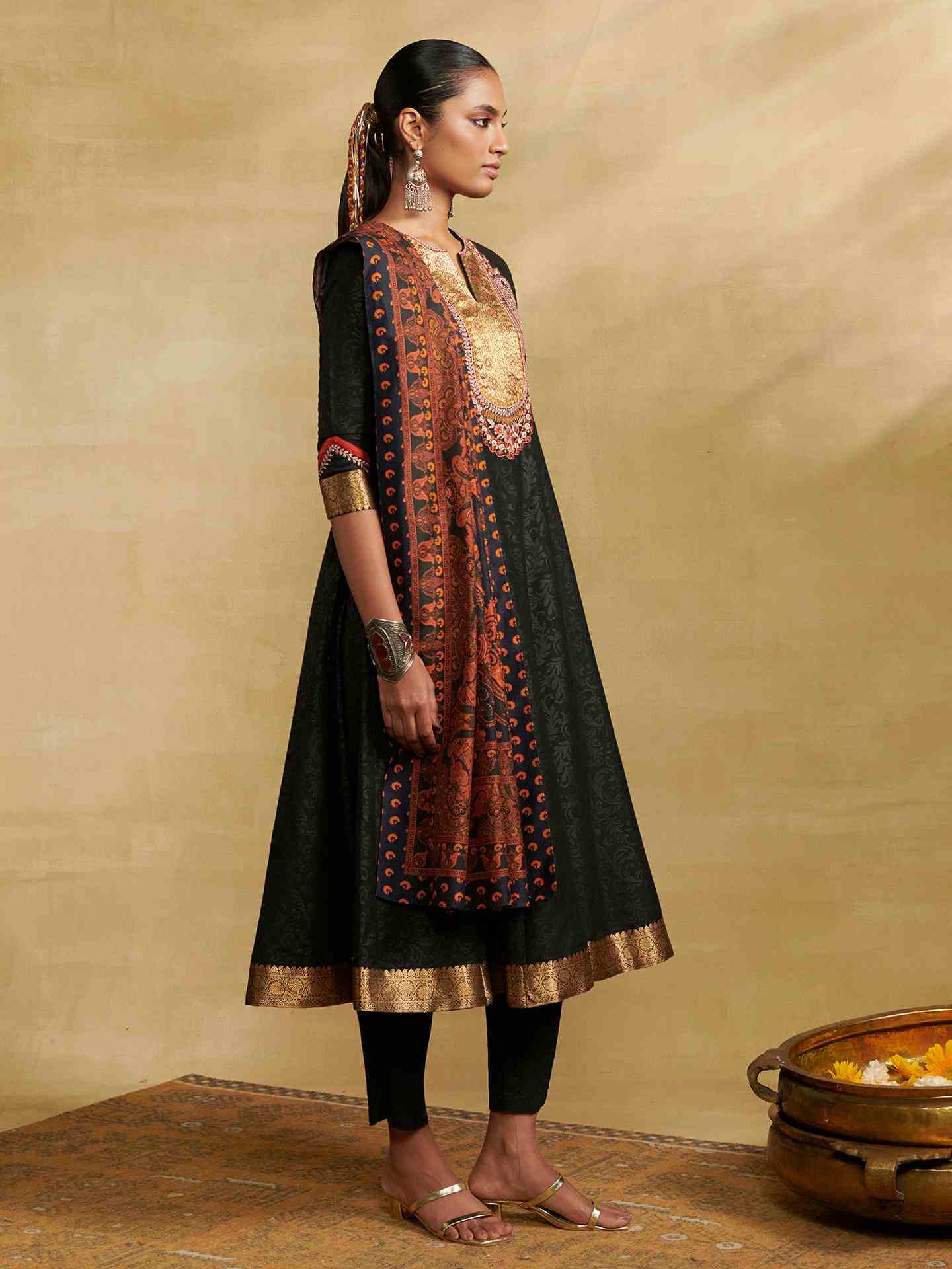 Black Humayra Solid
 Suit Set