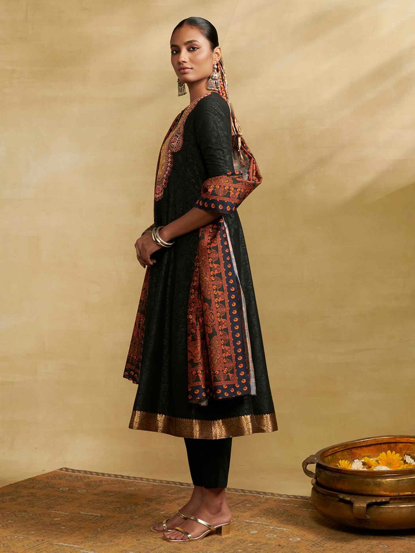 Black Humayra Solid
 Suit Set