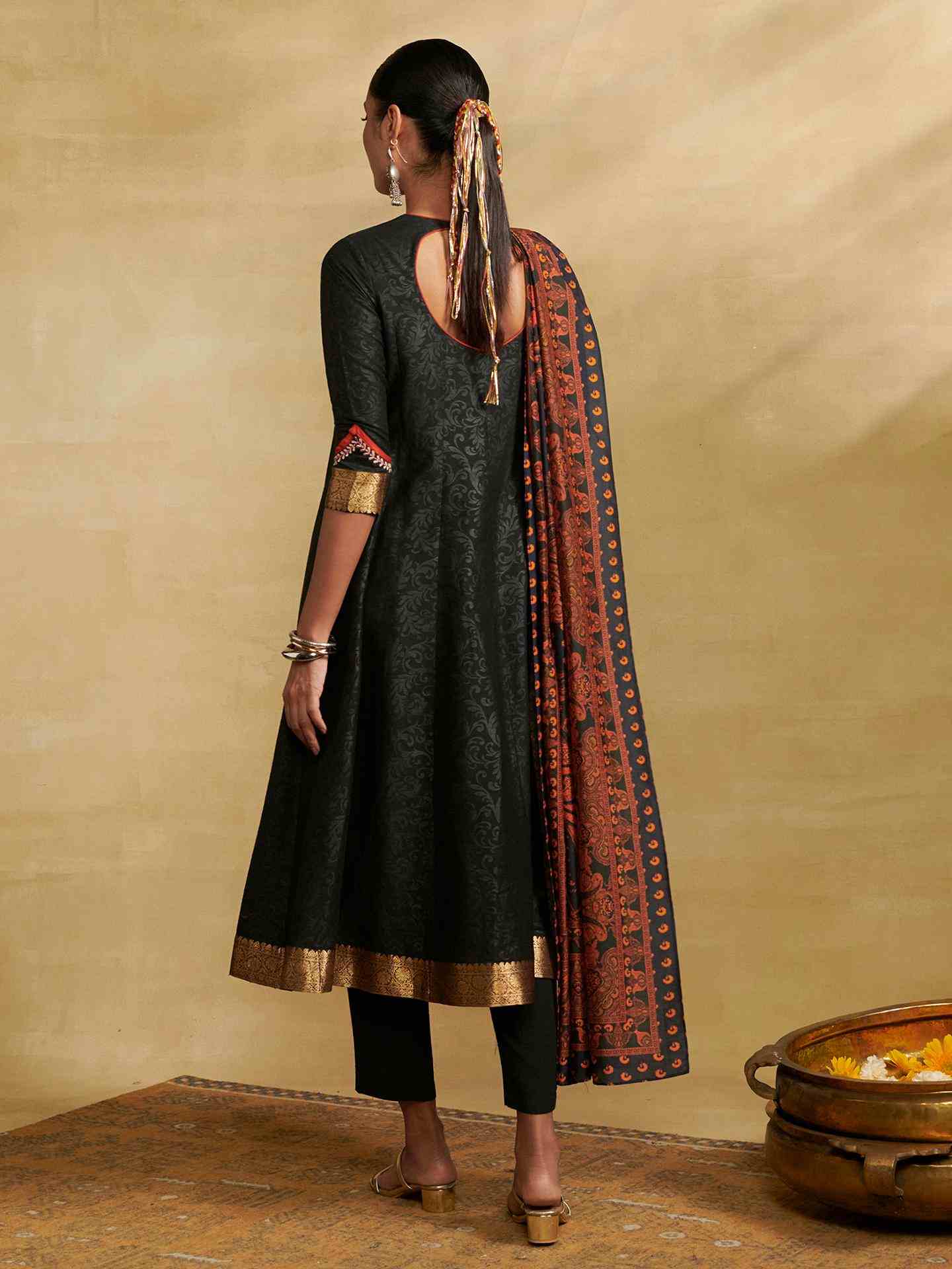 Black Humayra Solid
 Suit Set