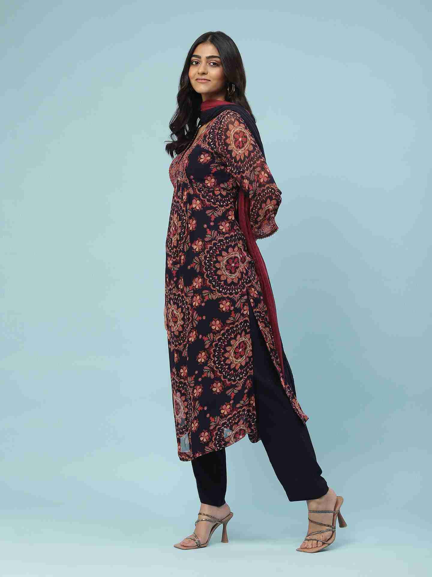 Navy Adriti Suit Set