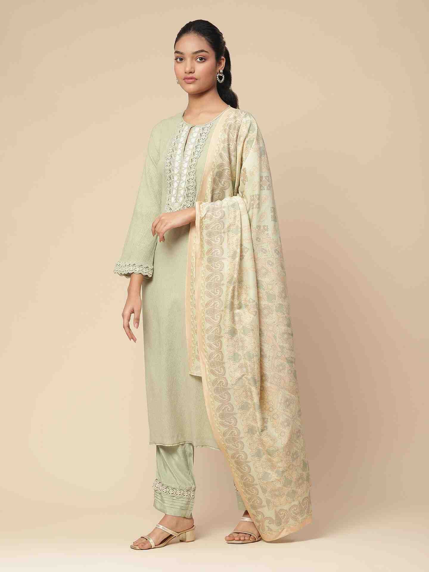 Green Ersheen Solid Suit Set