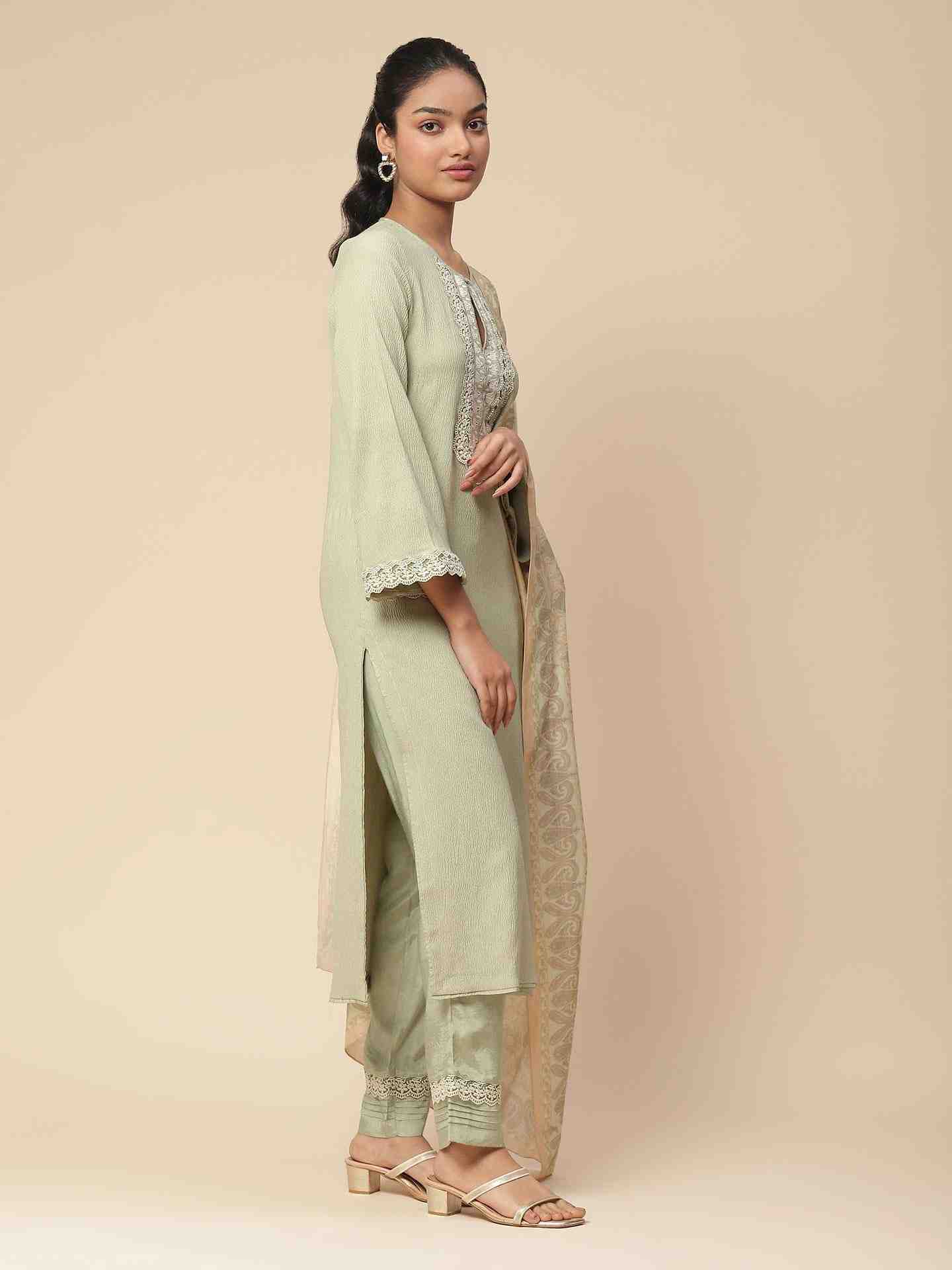 Green Ersheen Solid Suit Set