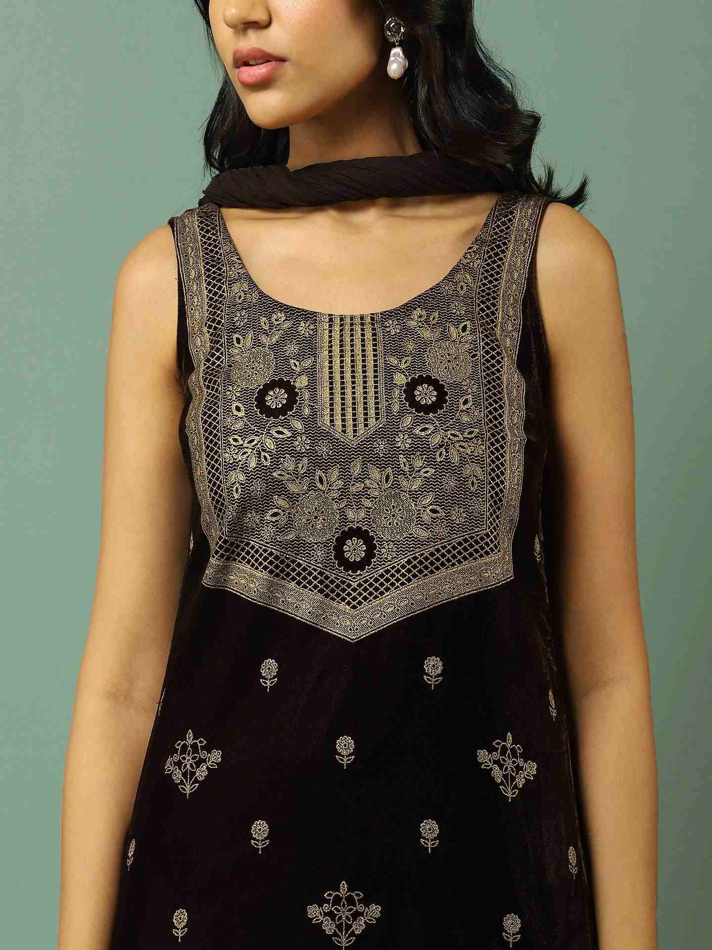 Brown Kanak Sharara Suit