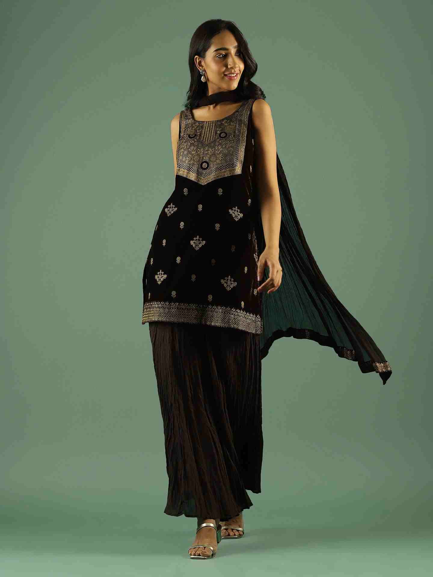Brown Kanak Sharara Suit