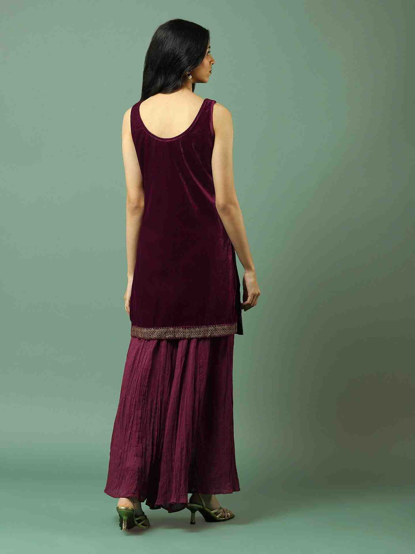 Wine Kanak Sharara Suit