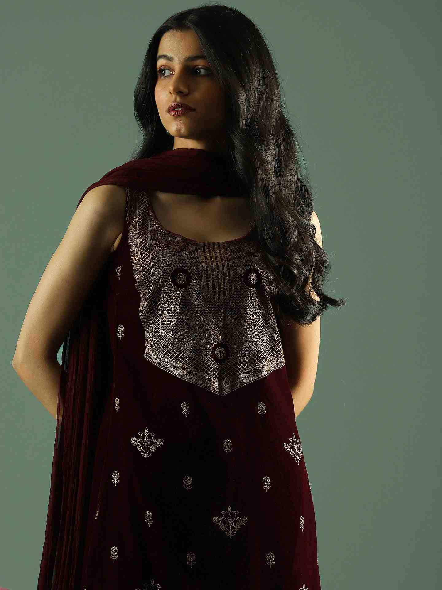Wine Kanak Sharara Suit