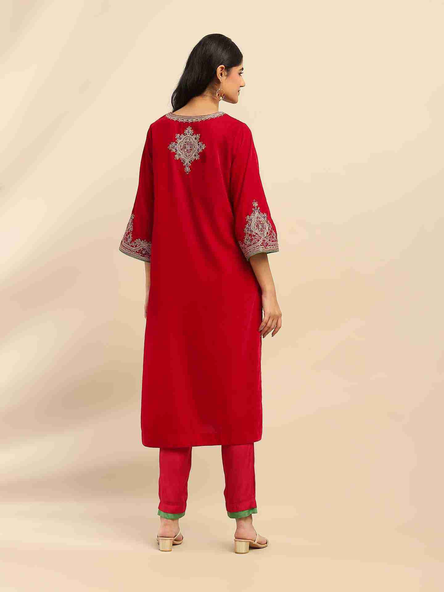 Magenta Roobab Velvet Suit Set