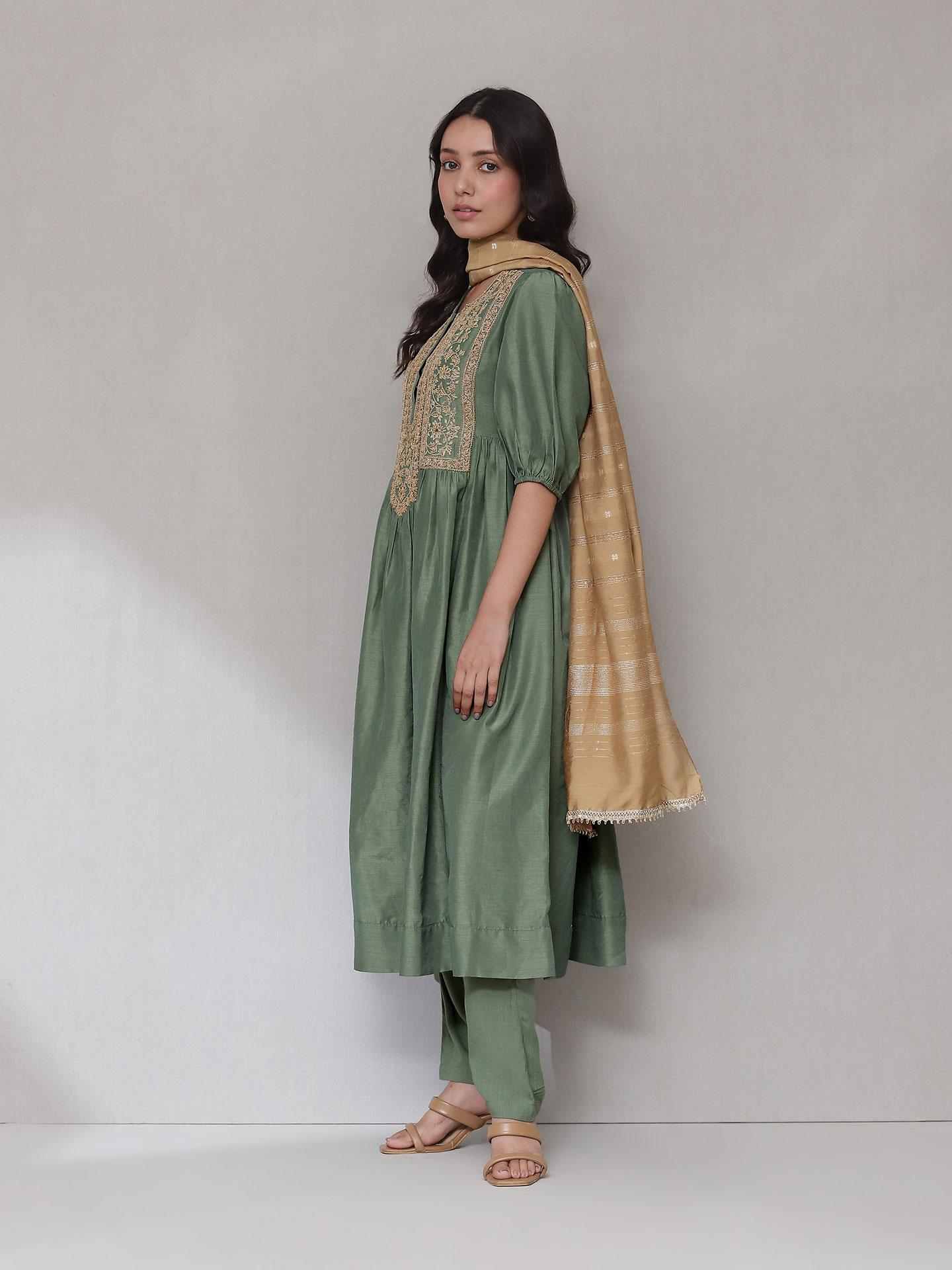 Green Araj Solid Suit Set