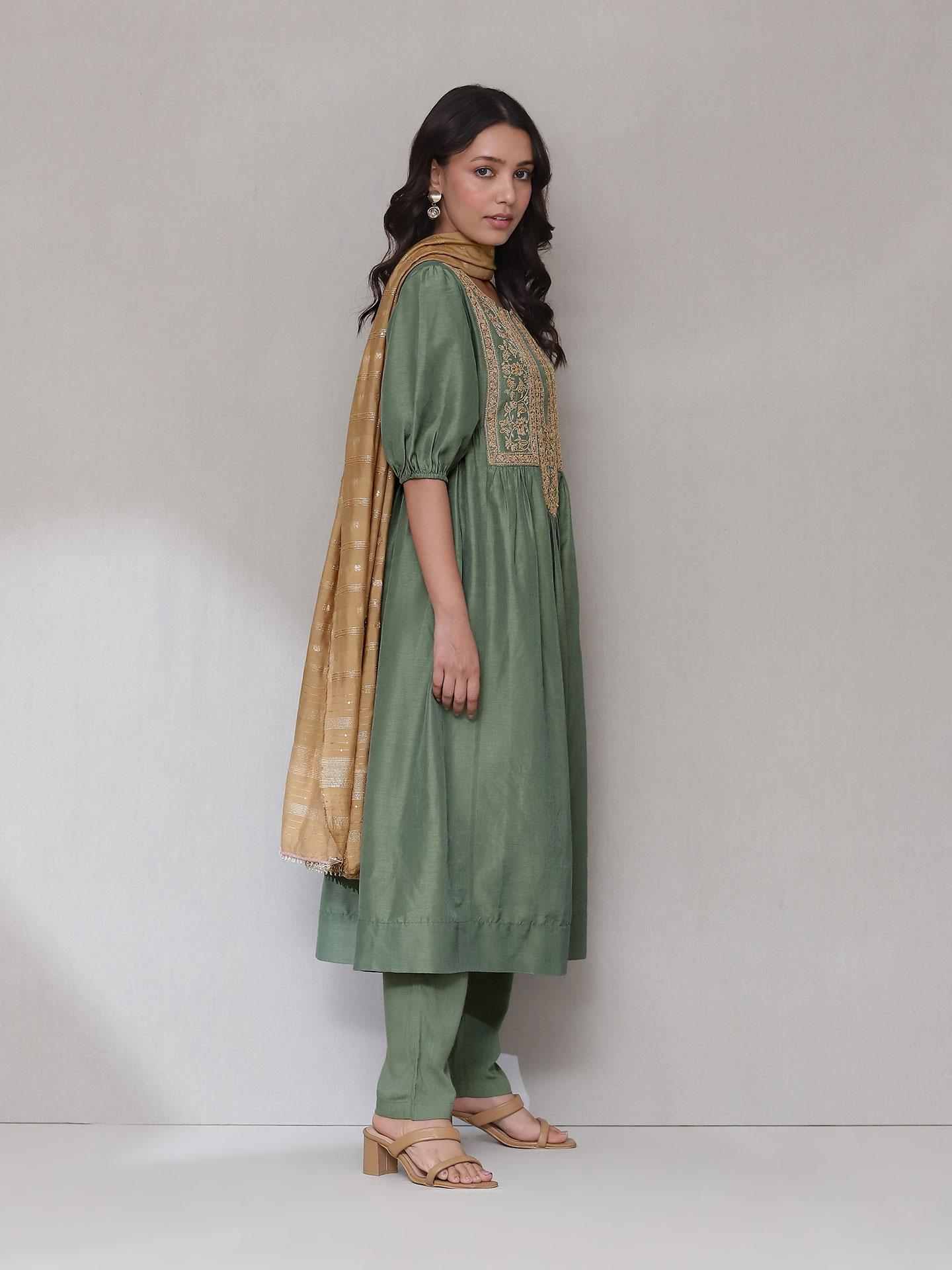 Green Araj Solid Suit Set