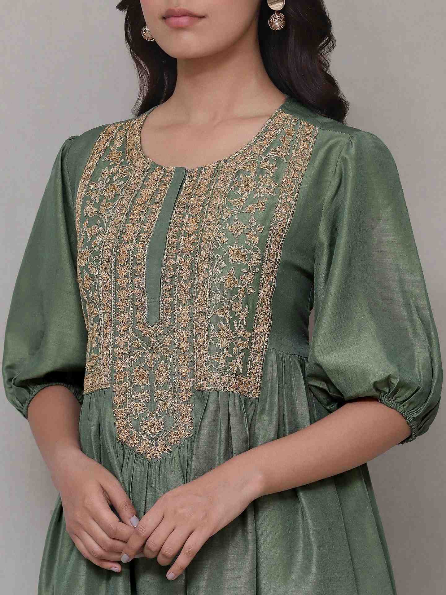 Green Araj Solid Suit Set