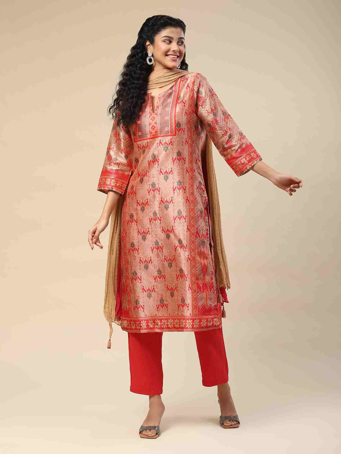 Beige Bhaduria Suit Set