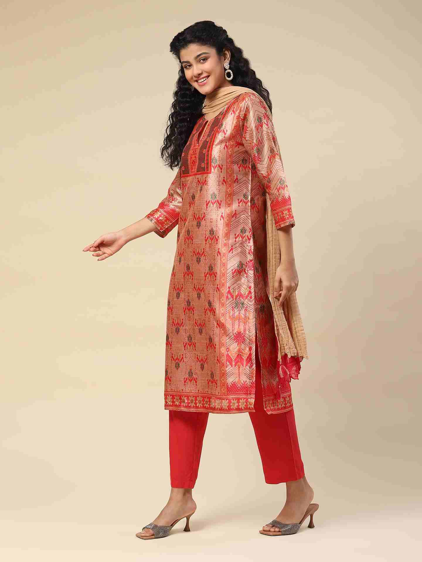 Beige Bhaduria Suit Set