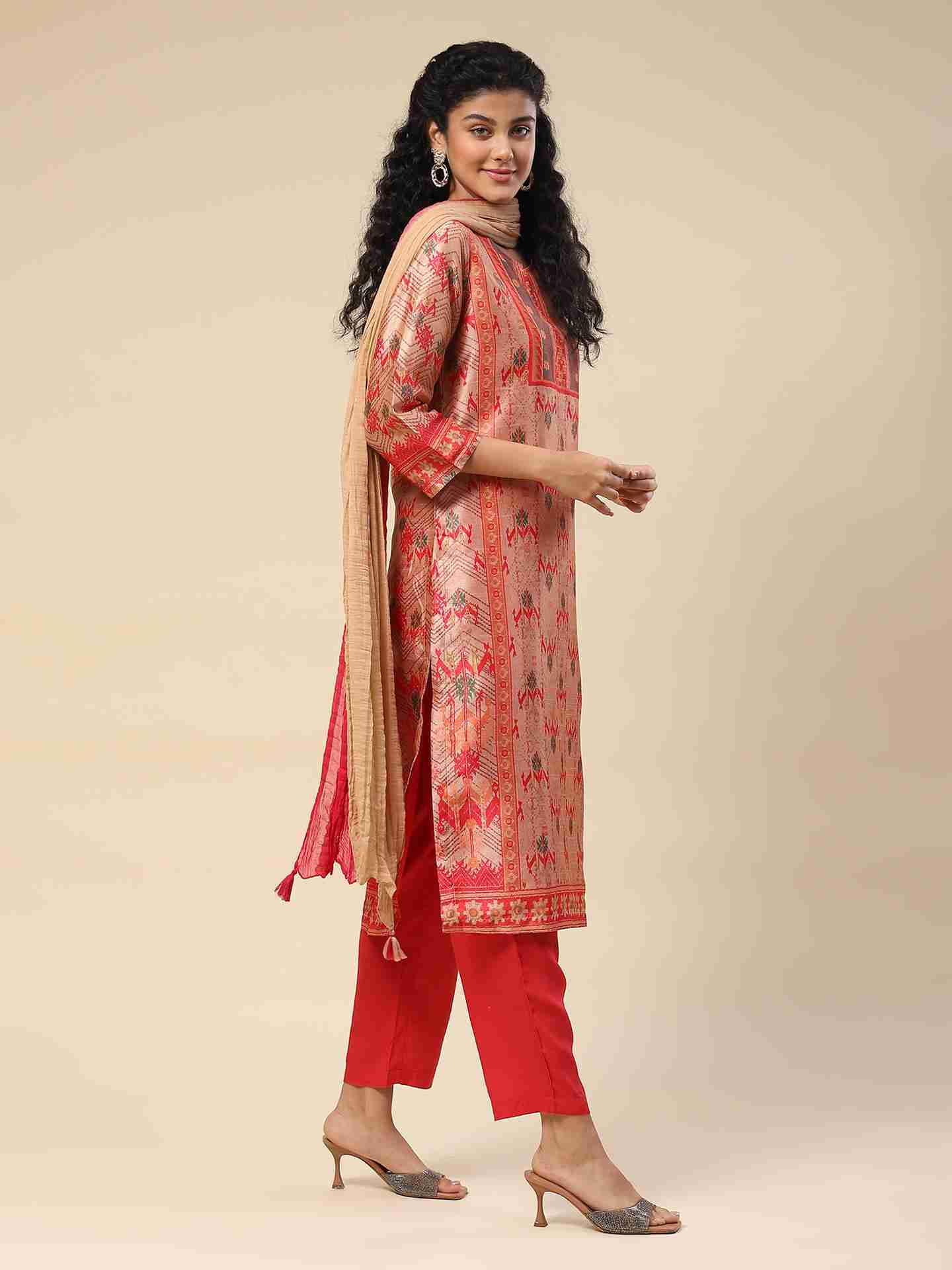 Beige Bhaduria Suit Set