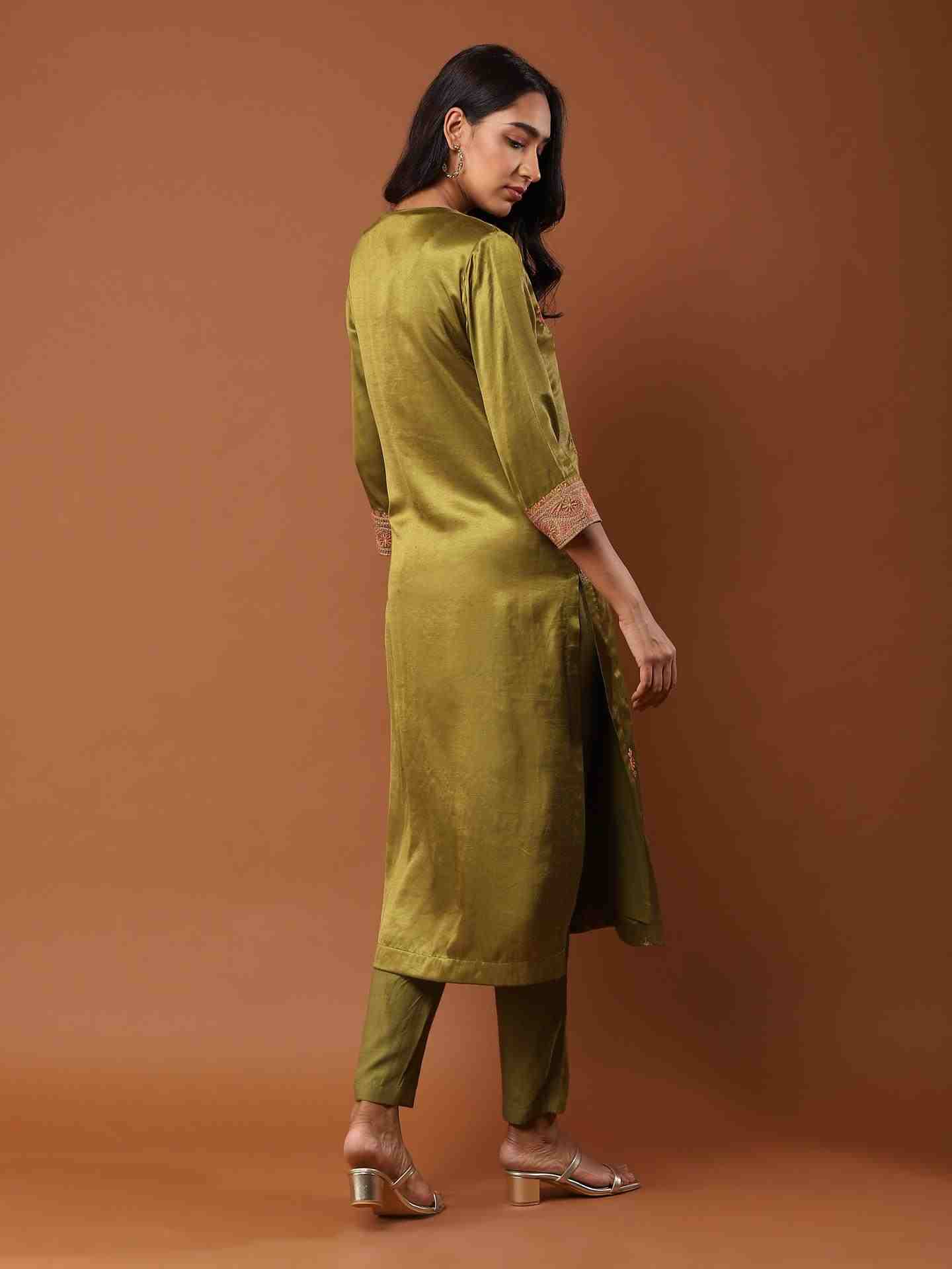 Olive Solid Suit Set