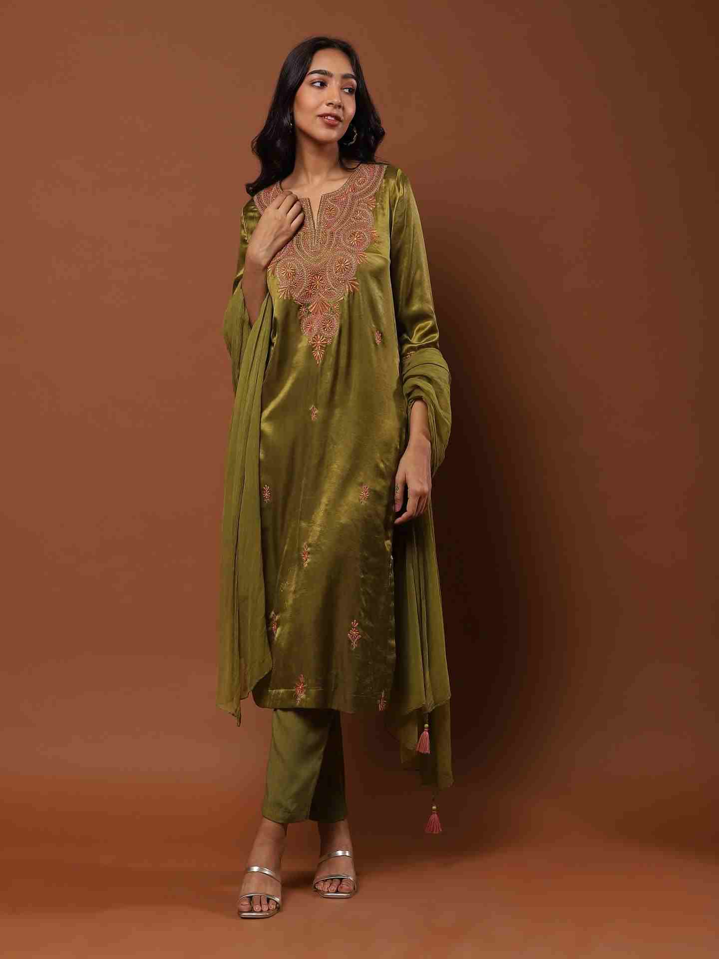Olive Solid Suit Set
