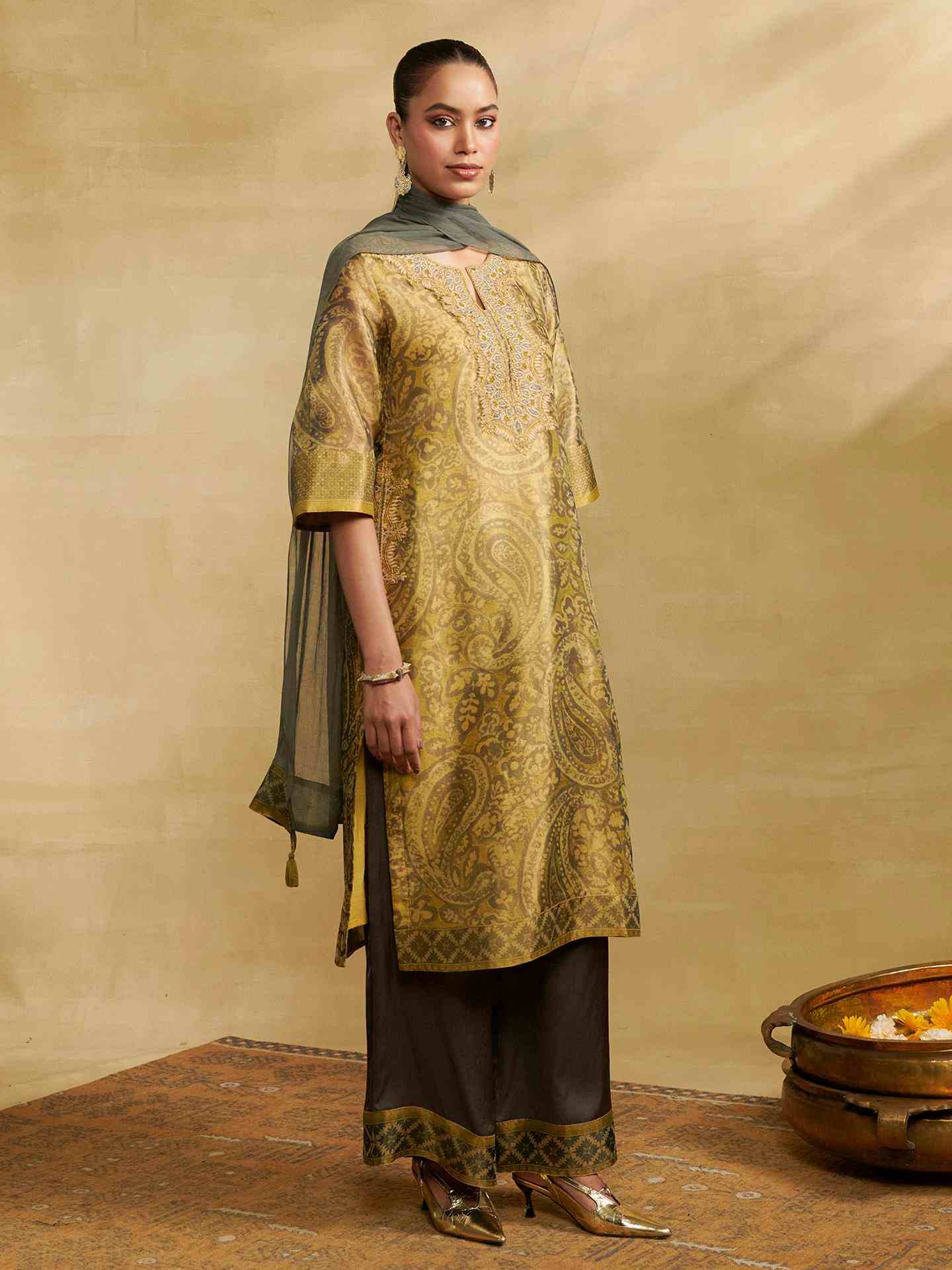 Golden Tissue Festive Suit Set
